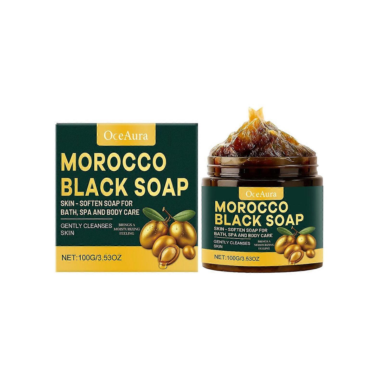 Natural Moroccan Black Soap, 100% Organic Body Cream for Face & Body, Deep Cleansing & Exfoliating,Removal Dead Skin,100G