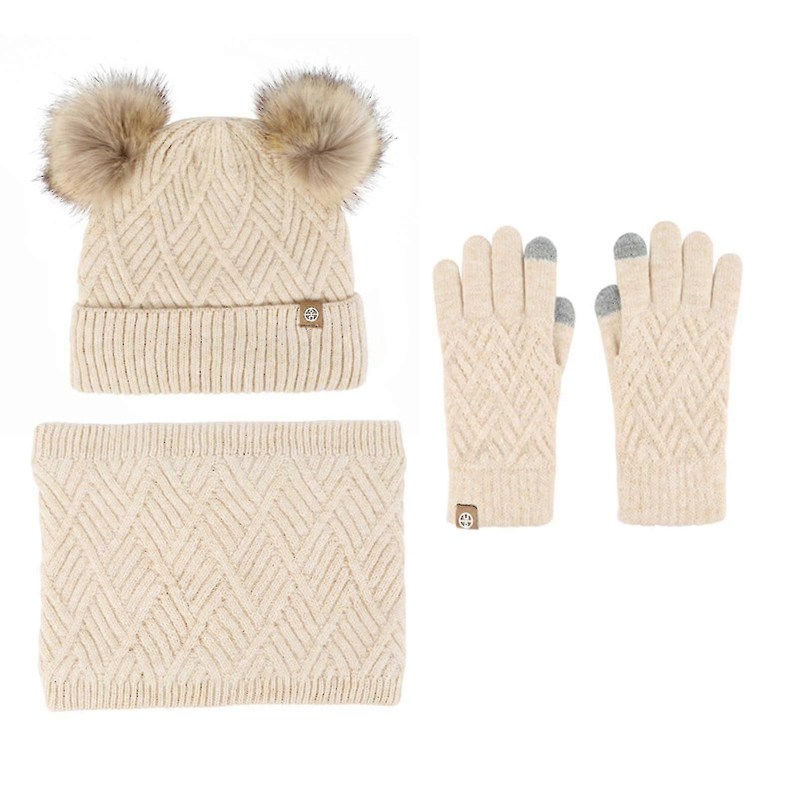 Children's Hats, Neck Warmer, Gaiter, Mittens Set for Girls and Boys