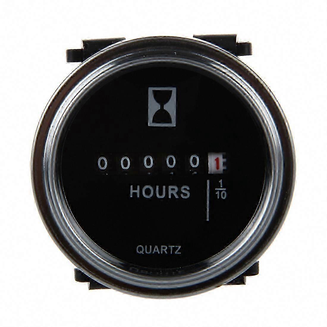 Hour Meter 6-80V DC with Round Silver Trim Ring