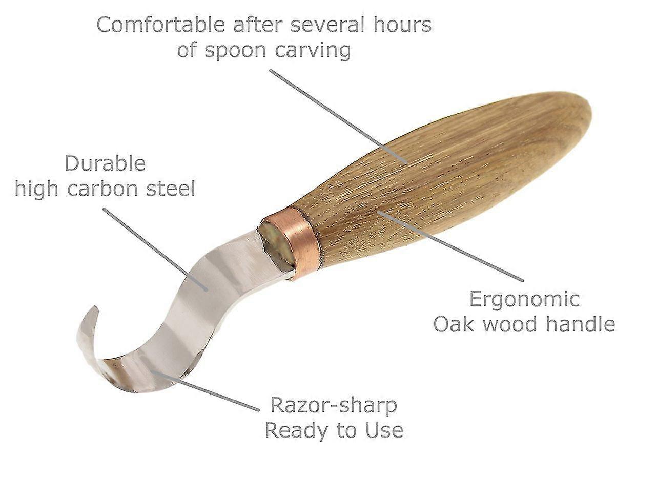 thumbnail image 3 of Gancho para tallar madera, cuchillo, juego de herramientas torcidas para cuencos, tazas, cucharas, tallado, cuchillo para tallar madera para diestros, herramientas curvas para prin, 3 of 5