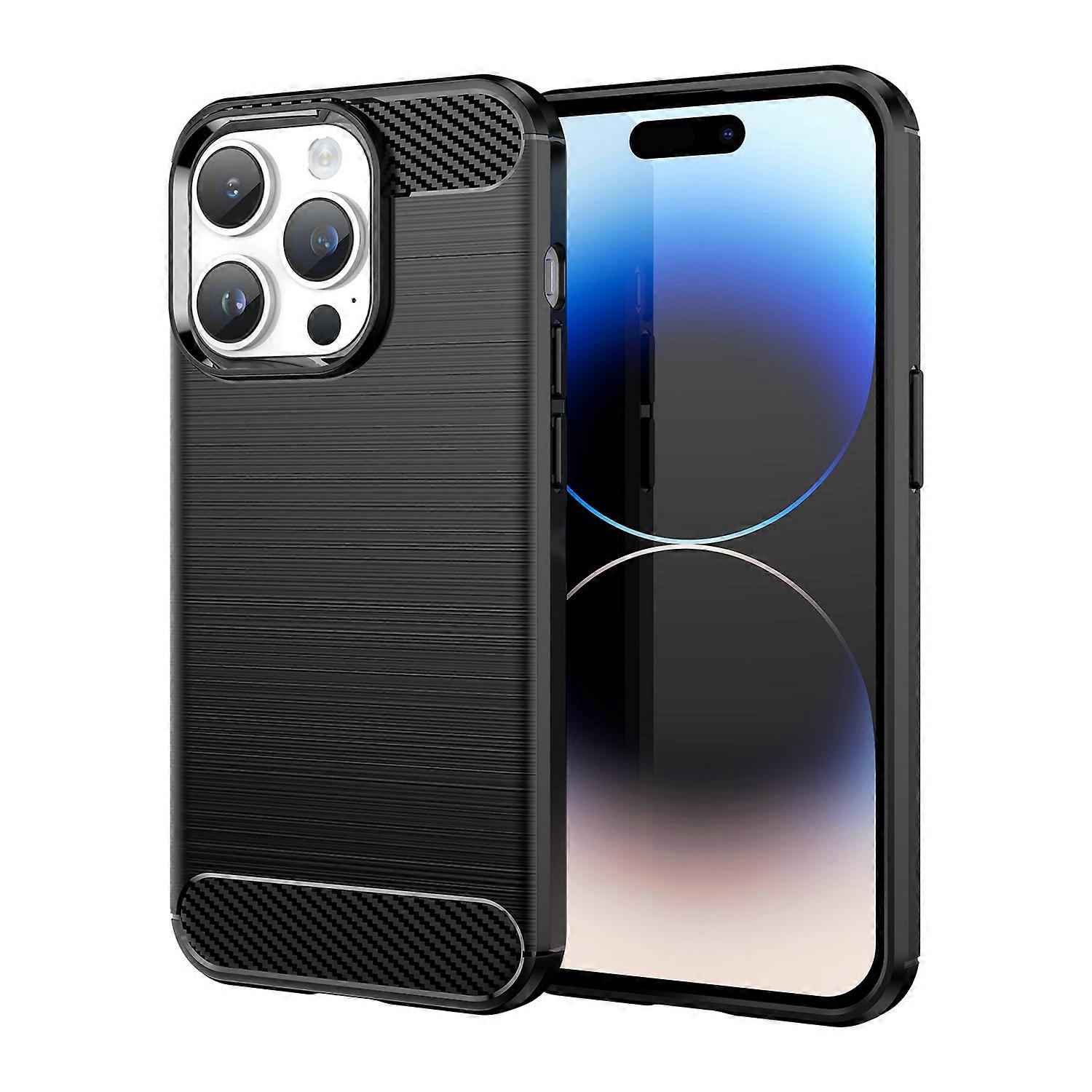 TPU保護ケースiPhone14PROケース-カーボンルック