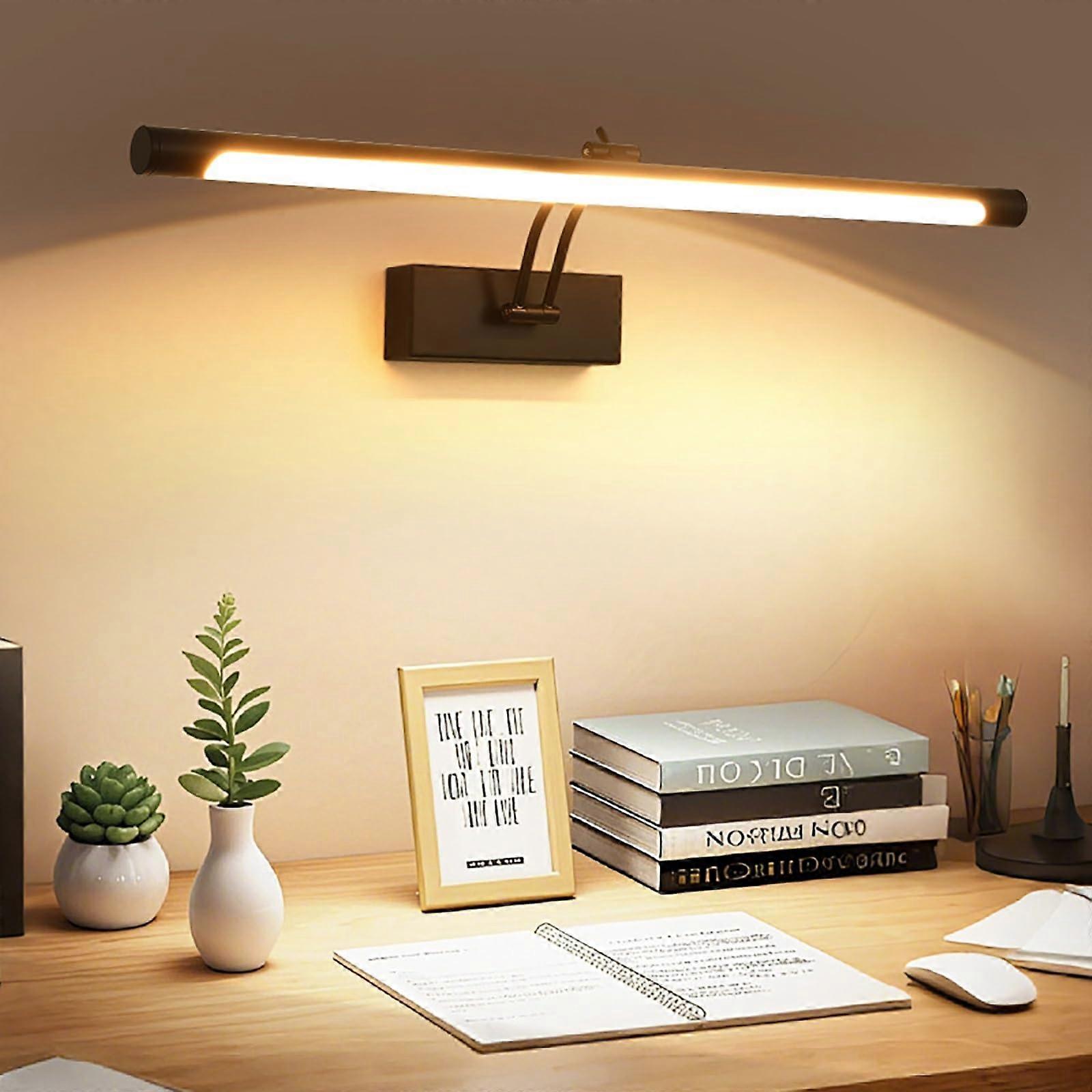 Modern LED Wall Mount Light 60cm Black, Adjustable Indoor Bath Sconces with 3 Color Modes for Living Room