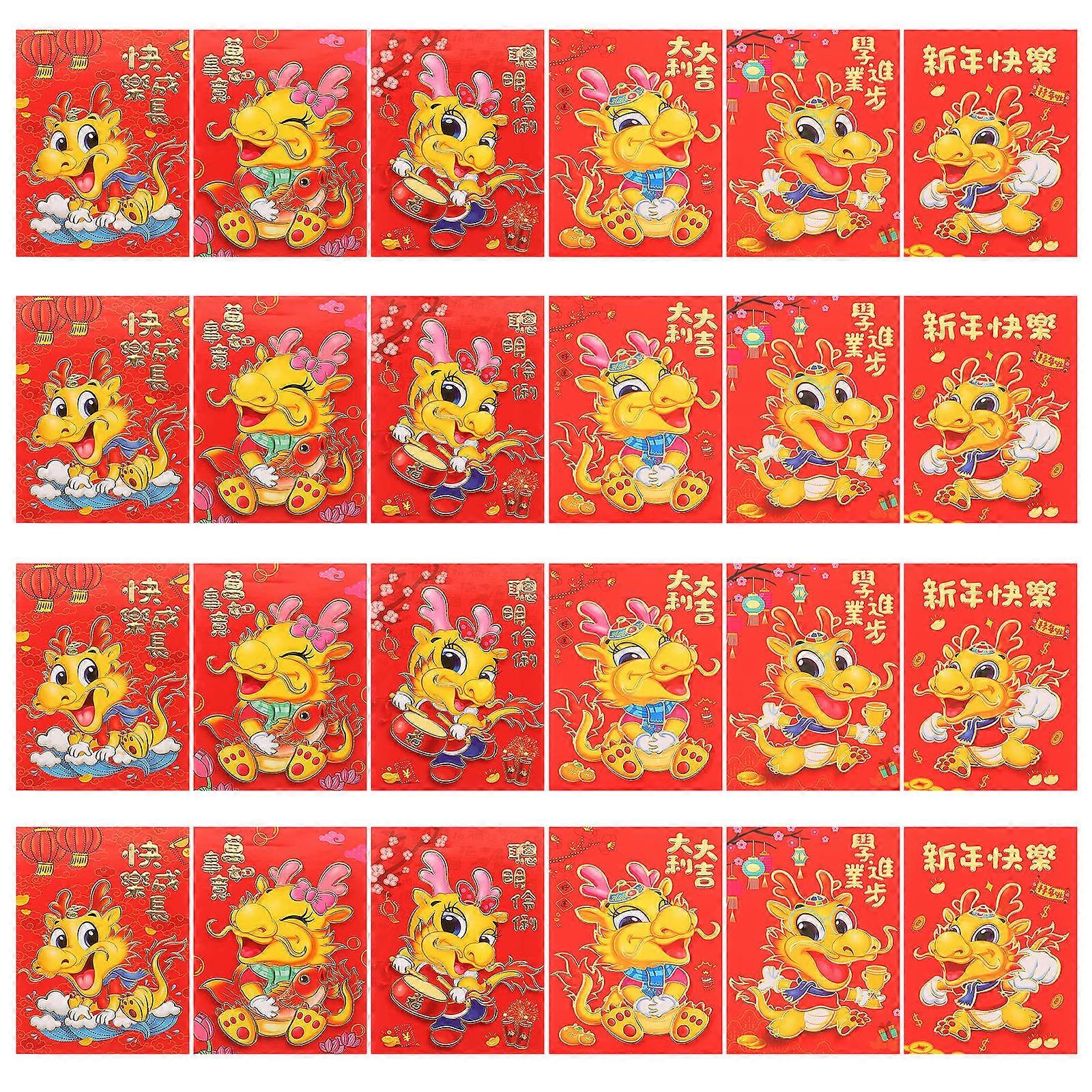 New Year Red Envelope Bags Lucky Money Holder for Business Occasions and Family Visits Assorted Color Paper 30Pack
