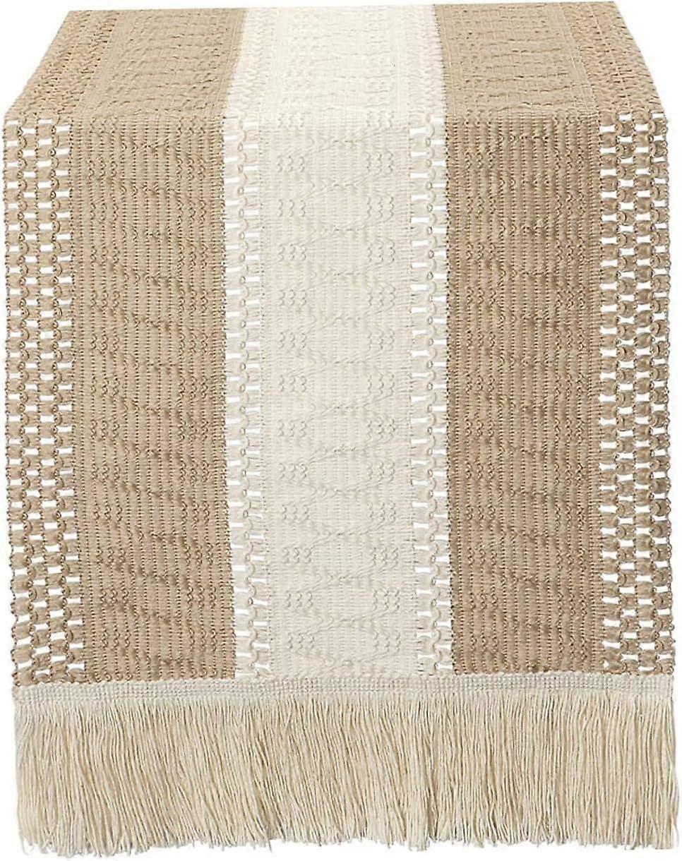 Rustic Table Runner with Tassels Decorative Tablecloth for Birthday Wedding and