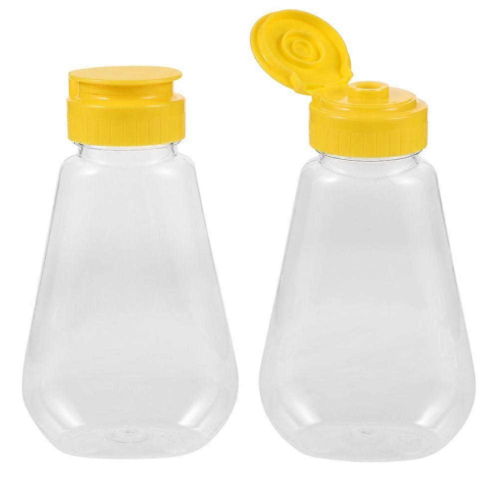 2pcs Empty Plastic Honey Bottles Squeeze Honey Bottles Leakproof Honey Dispenser Condiment Container for Ketchup Mustard Salad Dressing
