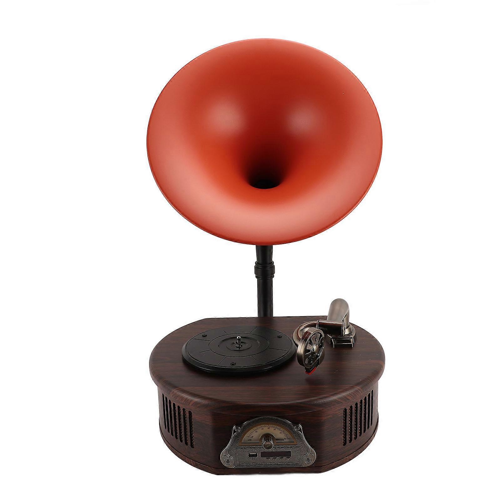 Vintage 3-Speed Bluetooth Gramophone Record Player with Remote