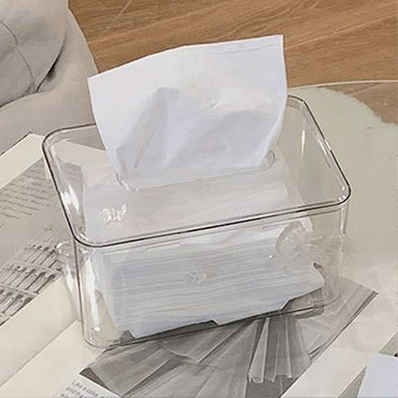 Transparent Tissue Box Holder 18x11.5x9.5cm Dust Lid Rectangular PET