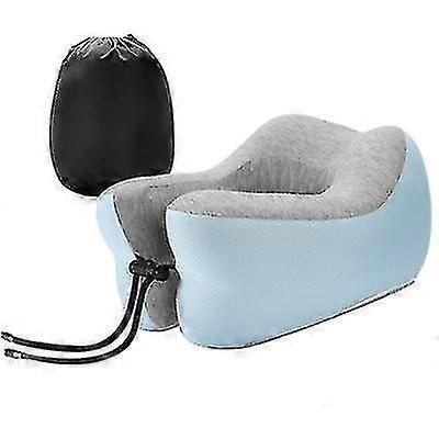 Blue U-shaped Lunch Break Pillow, Slow Rebound Memory Foam Travel P...