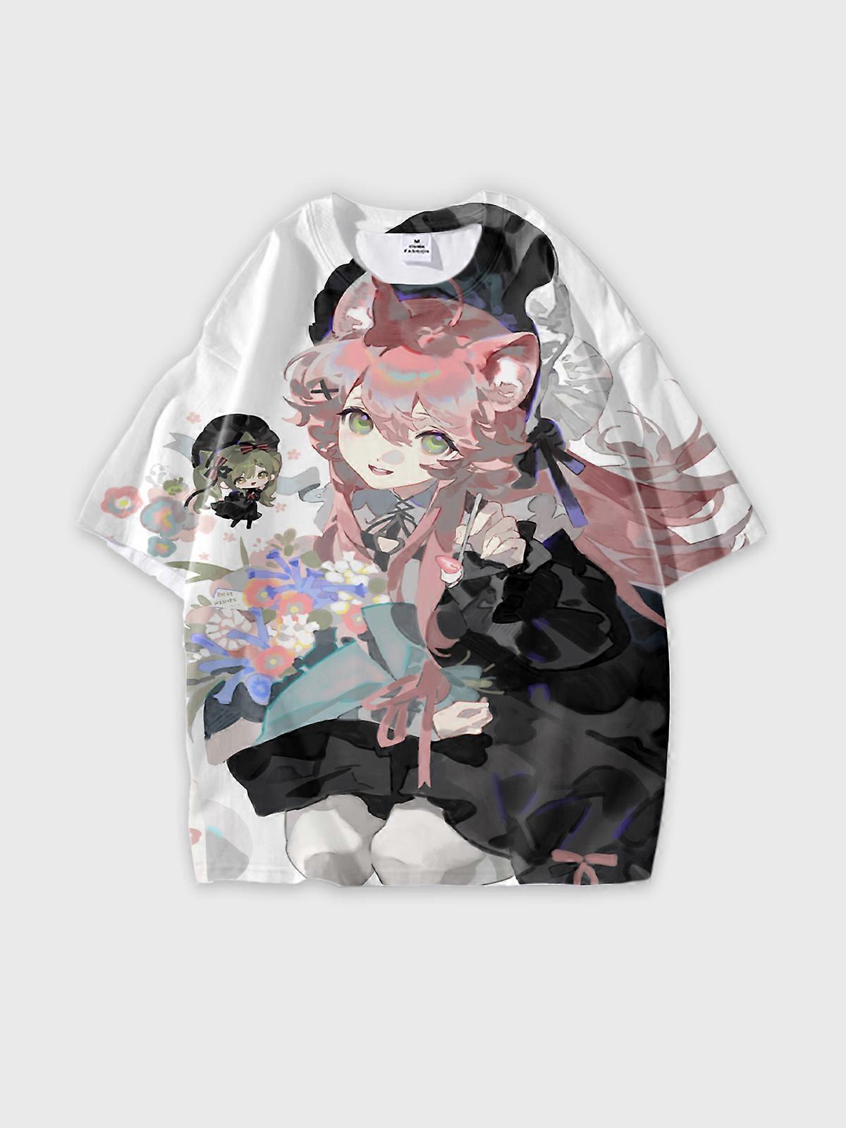 T-Shirt Short Sleeve Round Neck, Summer Casual Loose Graphic Tee, Unisex Pattern U1791