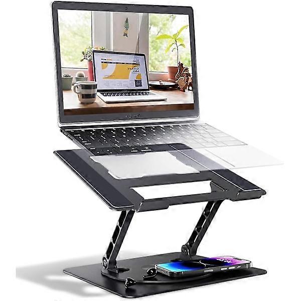 360° Rotating Laptop Stand with Adjustable Height, Heavy Duty & Portable Design, Fits Most 17-Inch Laptops, Black