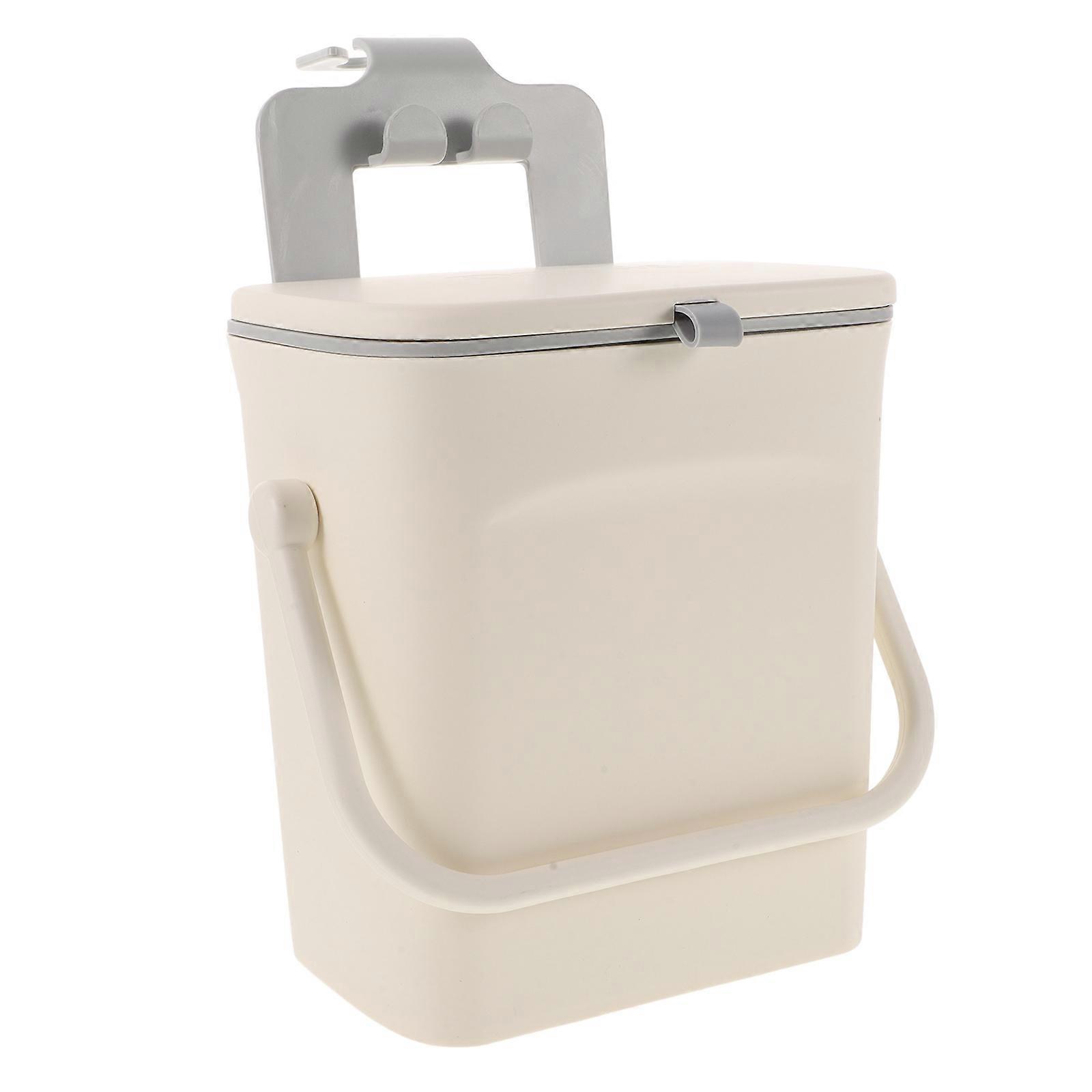 Odorless Kitchen Compost Bin with Sliding Lid for Home Use White PP Material Fits Countertop 7.5 x 5.2 x 8.3 Inches