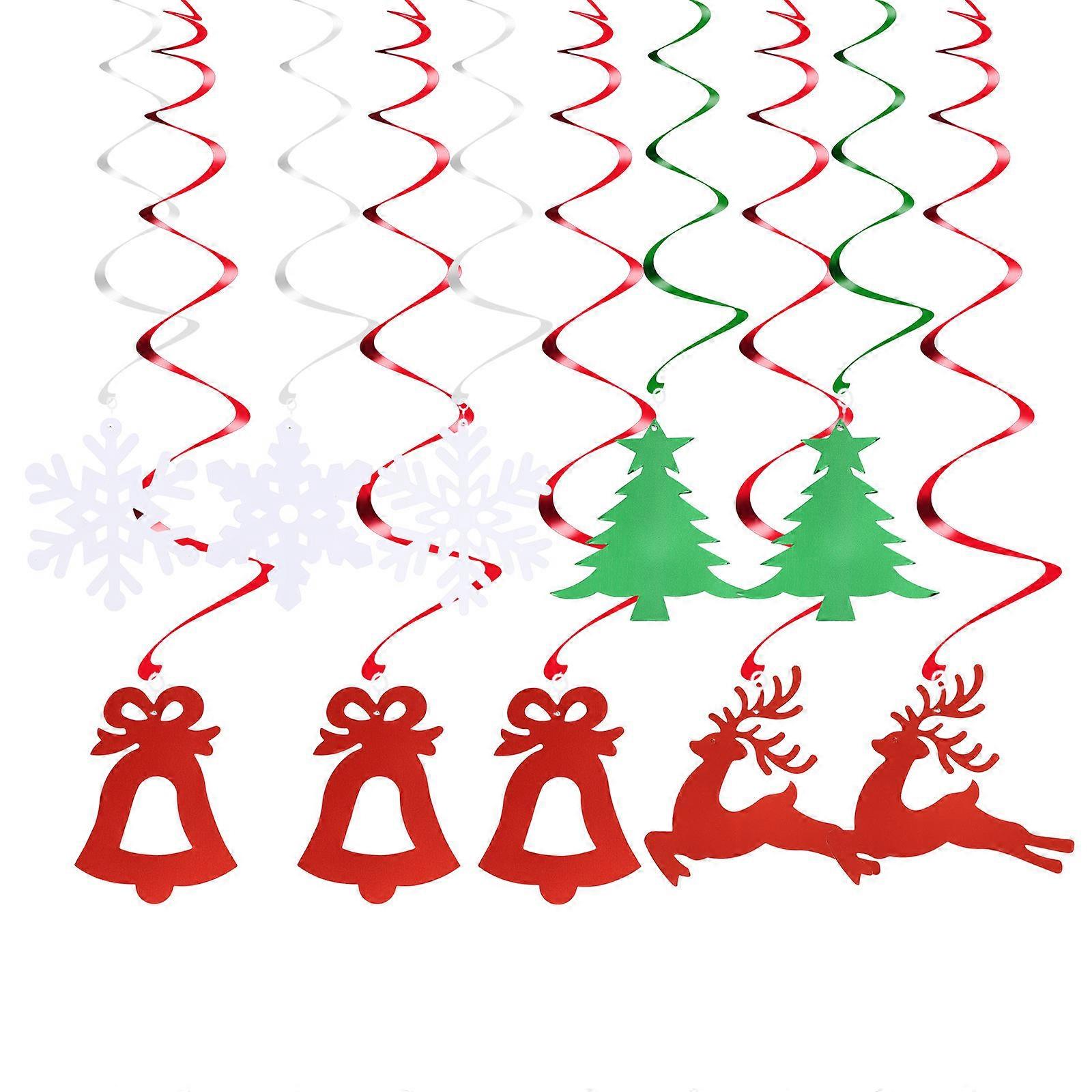 Swirl Christmas Tree Bells Hanging Decorations 24Pcs Assorted Color Pvc for Atmosphere Creation
