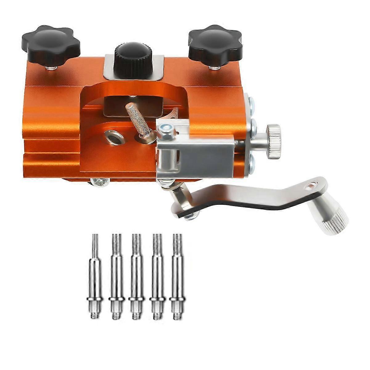 Chainsaw Sharpener Jig, Hand-Cranked ChainSaw Sharpening Kit with 5 Burr for 4-22 Inch Chainsaw and