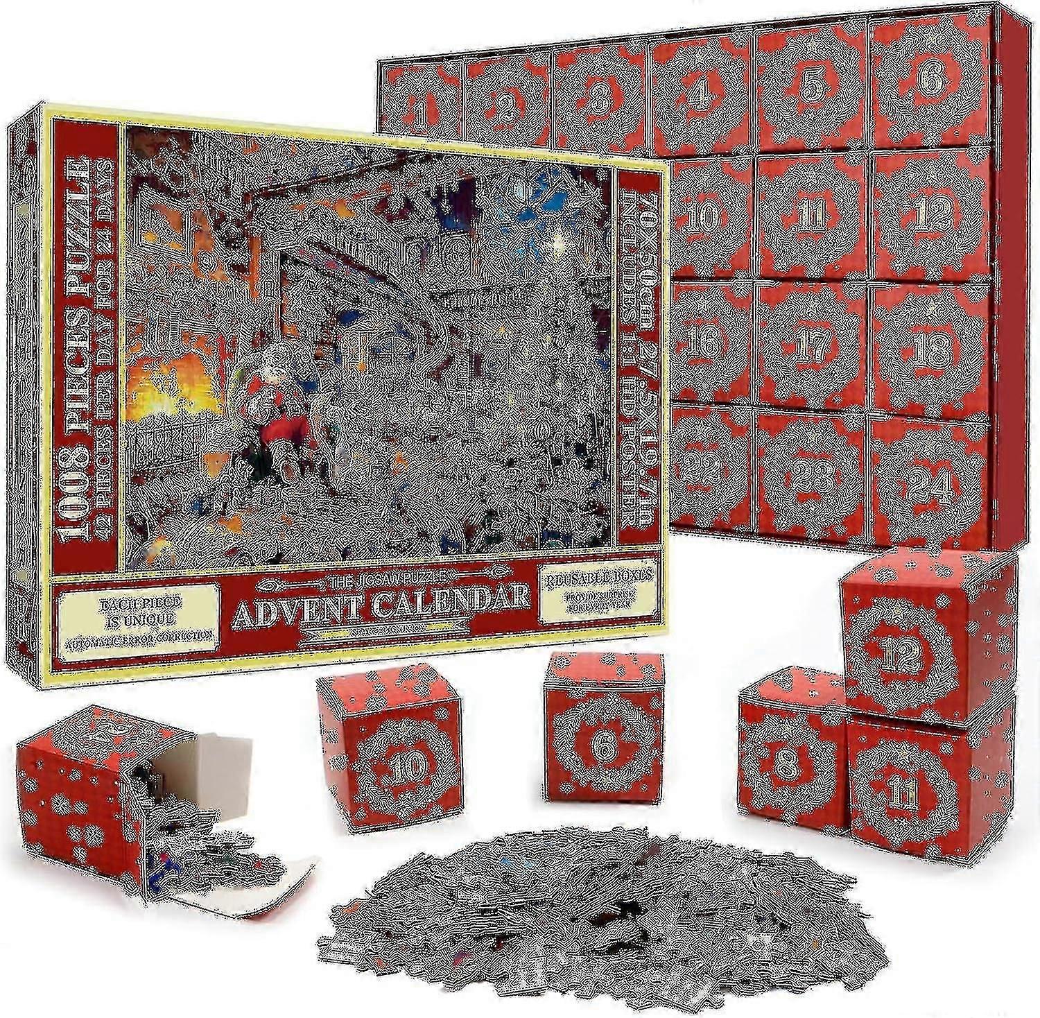 Puzzle Kalendarz adwentowy 2023, 1008 elementów Puzzle 24 dni Odliczanie Kalendarze adwentowe, Pomysł na prezent dla dzieci dorosłych