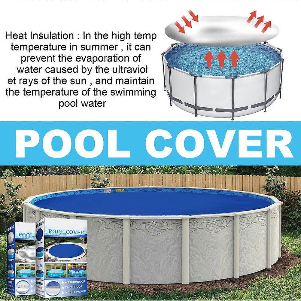 Round Pool Cover 8FT-244cm/10FT-300cm Silver Blue Dust Shield