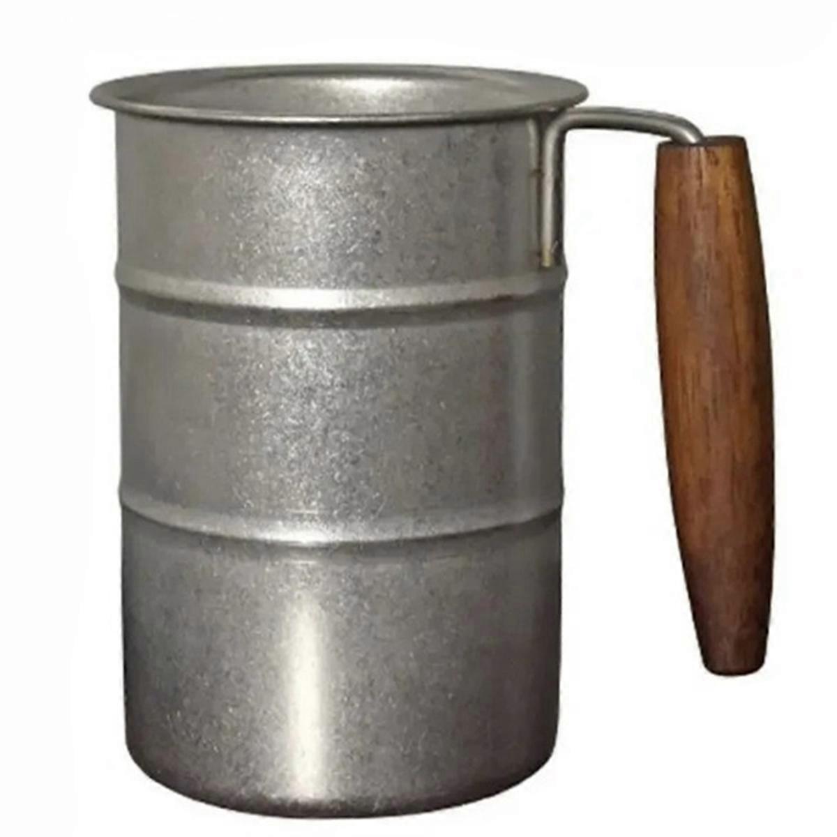 350ml Stainless Retro Beer Mug Wooden Handle Anti-Fall Camping Mug