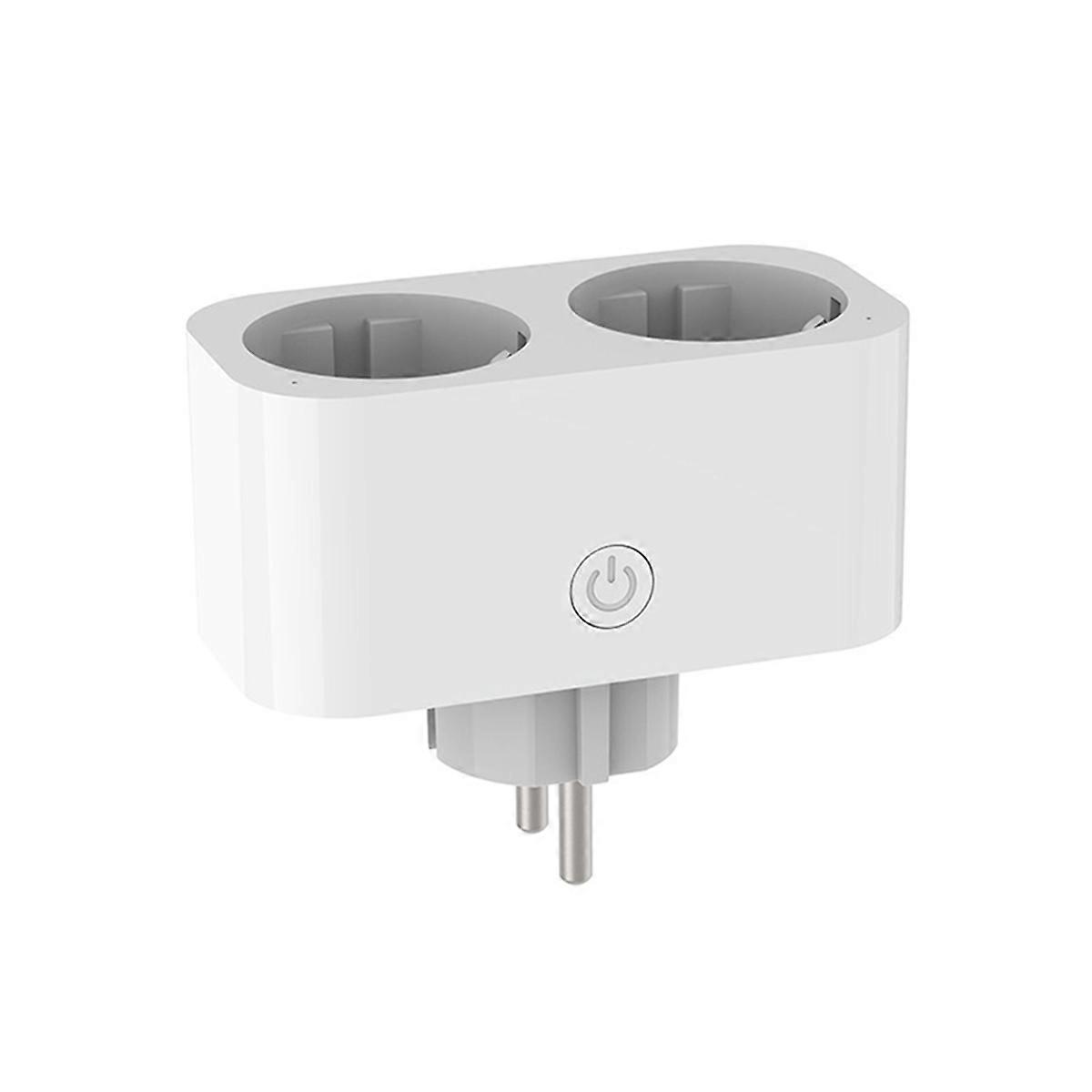 TUYA Smart Wifi Dual Plug 16A 2-in-1 Socket Outlet Switch Smart Home Timing APP Voice Control Work CLY809M EU Plug