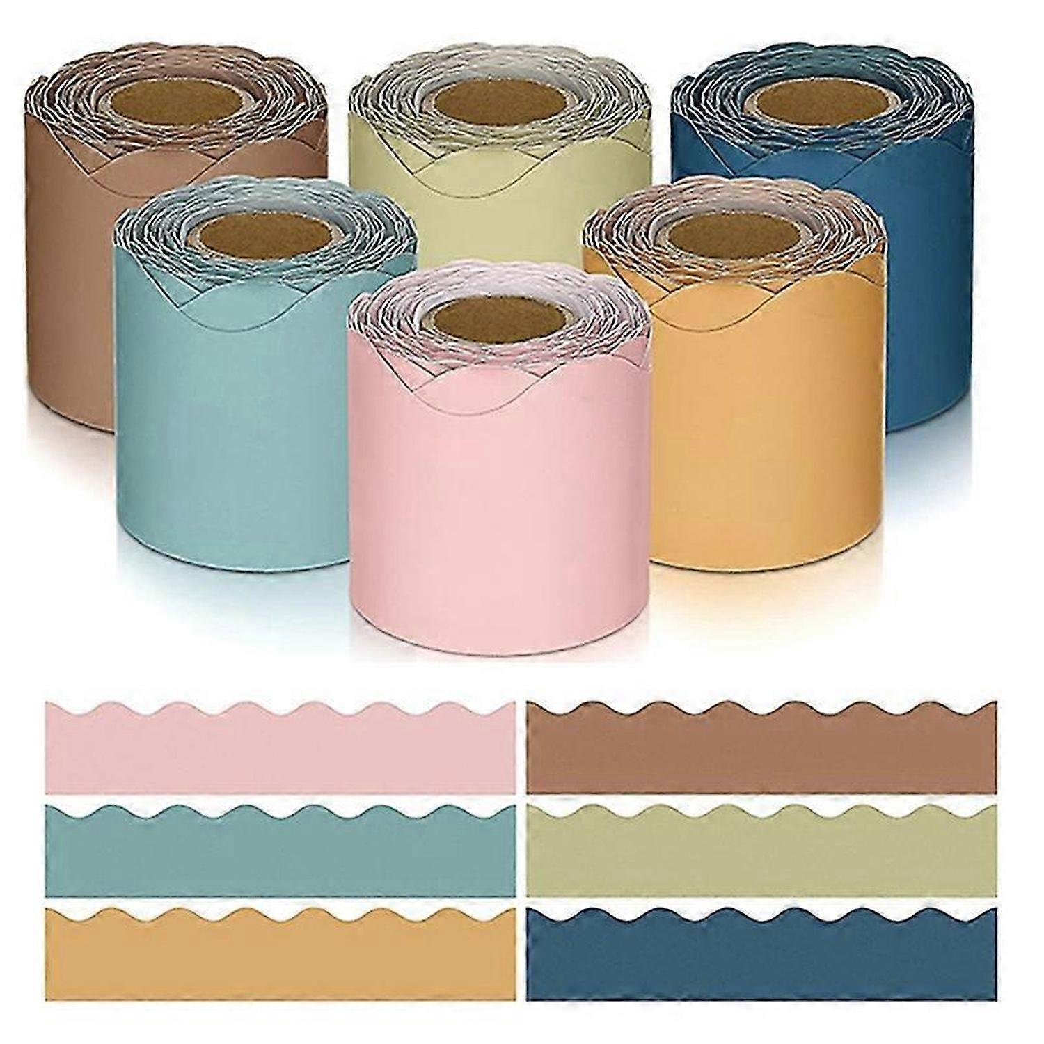 6 Rolls 196.8 Ft Color Classroom Borders for Bulletin Board