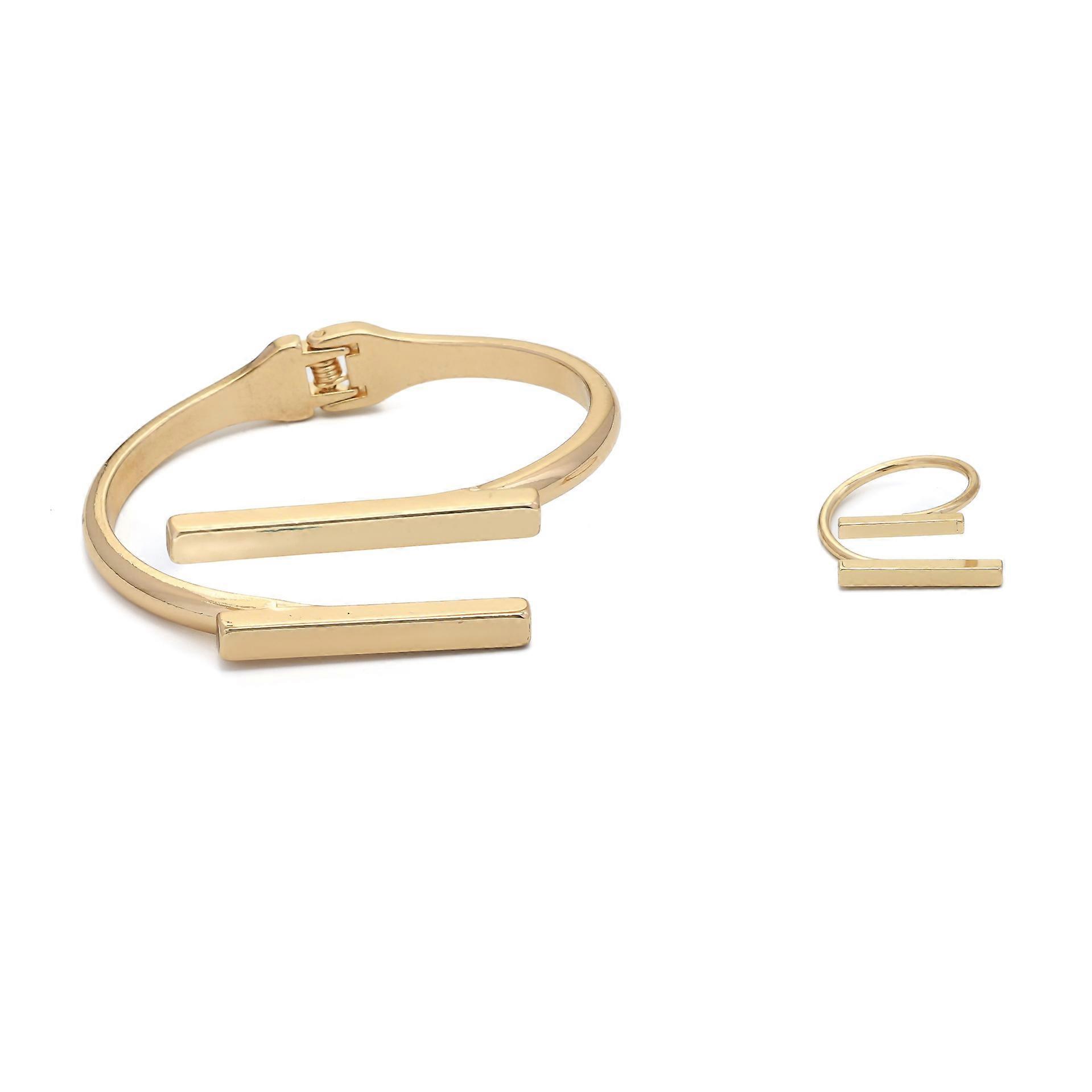 Jewelry Set, Women's Adjustable Open Geometric Square Metal Bangle Ring Set