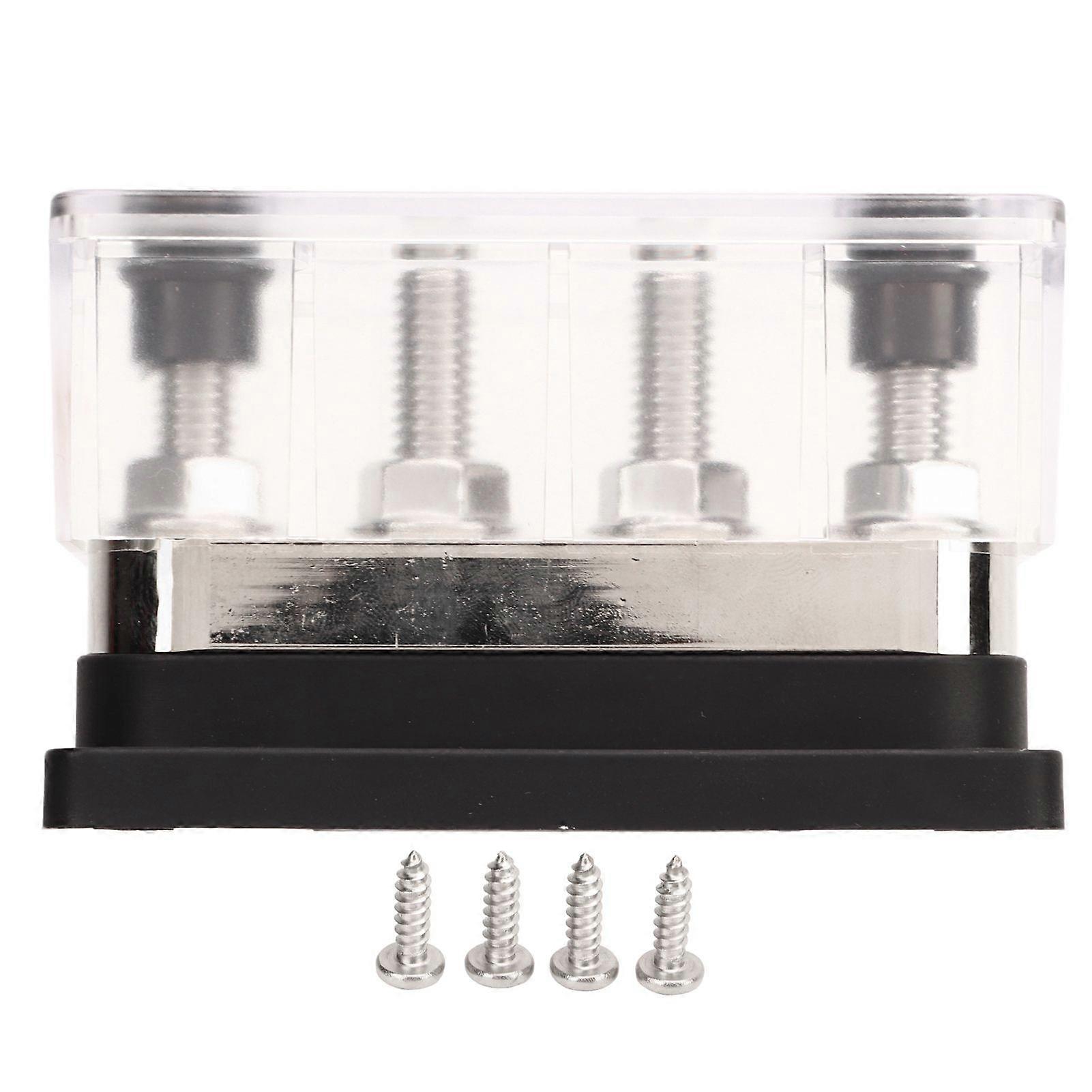 Battery Bus Bar DC12V to 48V 600A High Current M10 4 Stud Power Distribution Block for Car RV Boat Yacht Black