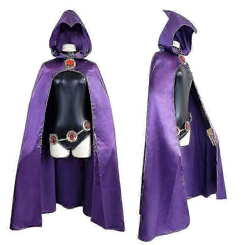 في سن المراهقة جبابرة الغراب تأثيري زي الأبطال الخارقين عباءة بذلات Zentai هالوين ملابس ضيقة + كاب + الخصر سلسلة المجوهرات