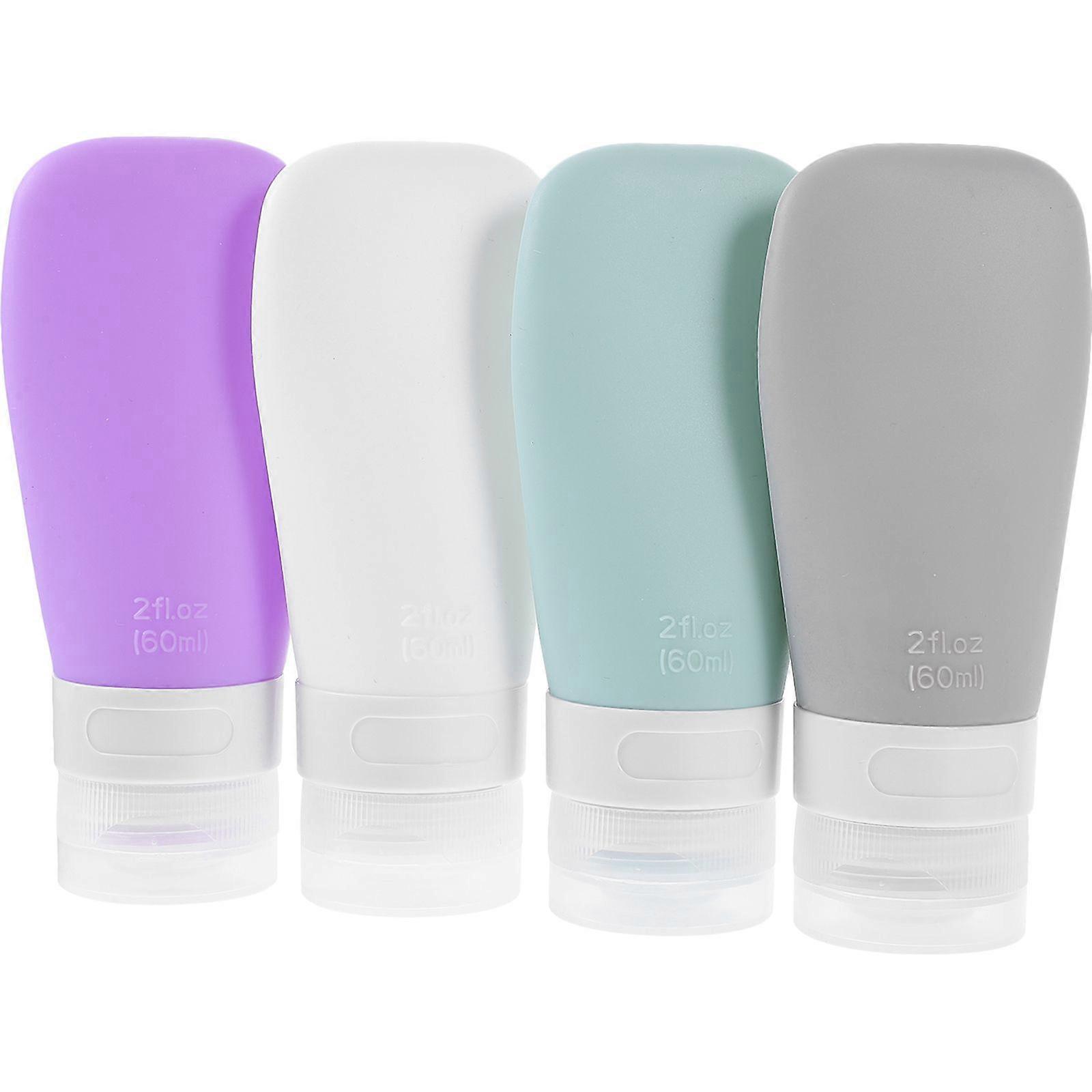 4 pcs Silicone Shampoo Bottles Empty Lotion Bottles Travel Squeeze Bottles Refillable Lotion Bottles