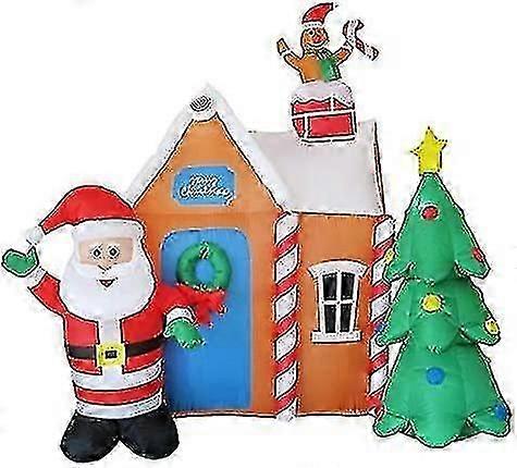 Inflatable Santa And Christmas Tree, Outdoor Inflatable Christmas Decorations With Built-in Color Changing Lights For Holiday, Party, Christmas, Yard