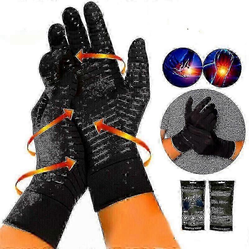 Copper Anti Arthritis Gloves Hand Wrist Support Finger Compression Pain Relief Tw