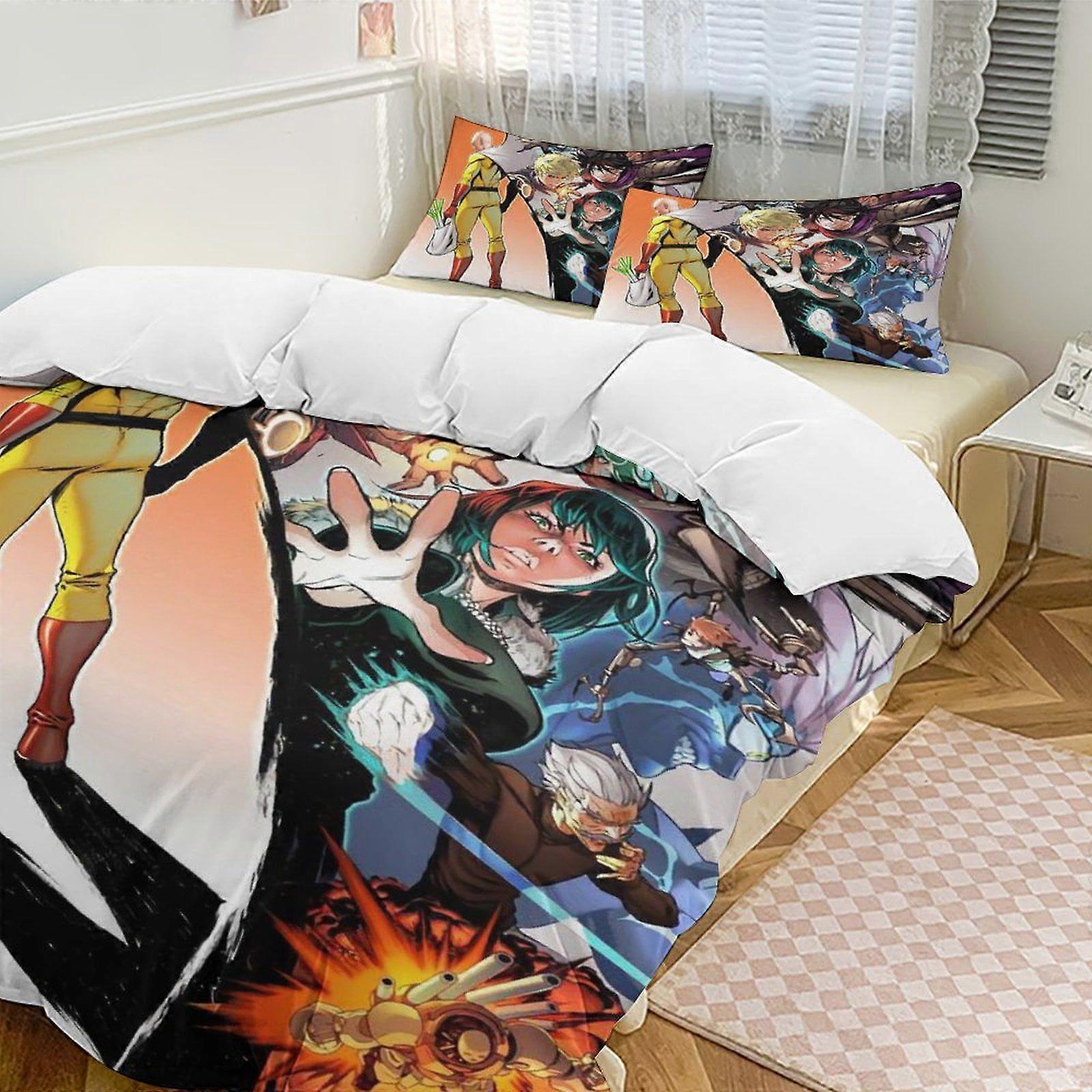 a227 One-Punch Man Anime Hjemmeseng 3-delt sæt, klassisk japansk anime polyester vask studerende sovesal sæt jfr227