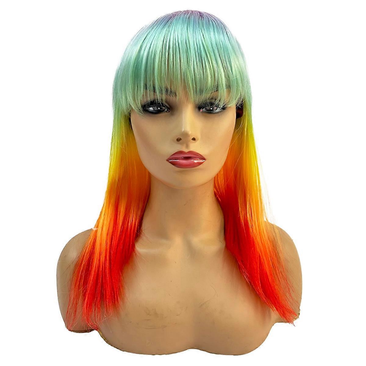  Rainbow Wigs Synthetic Wigs Long Straight Wigs