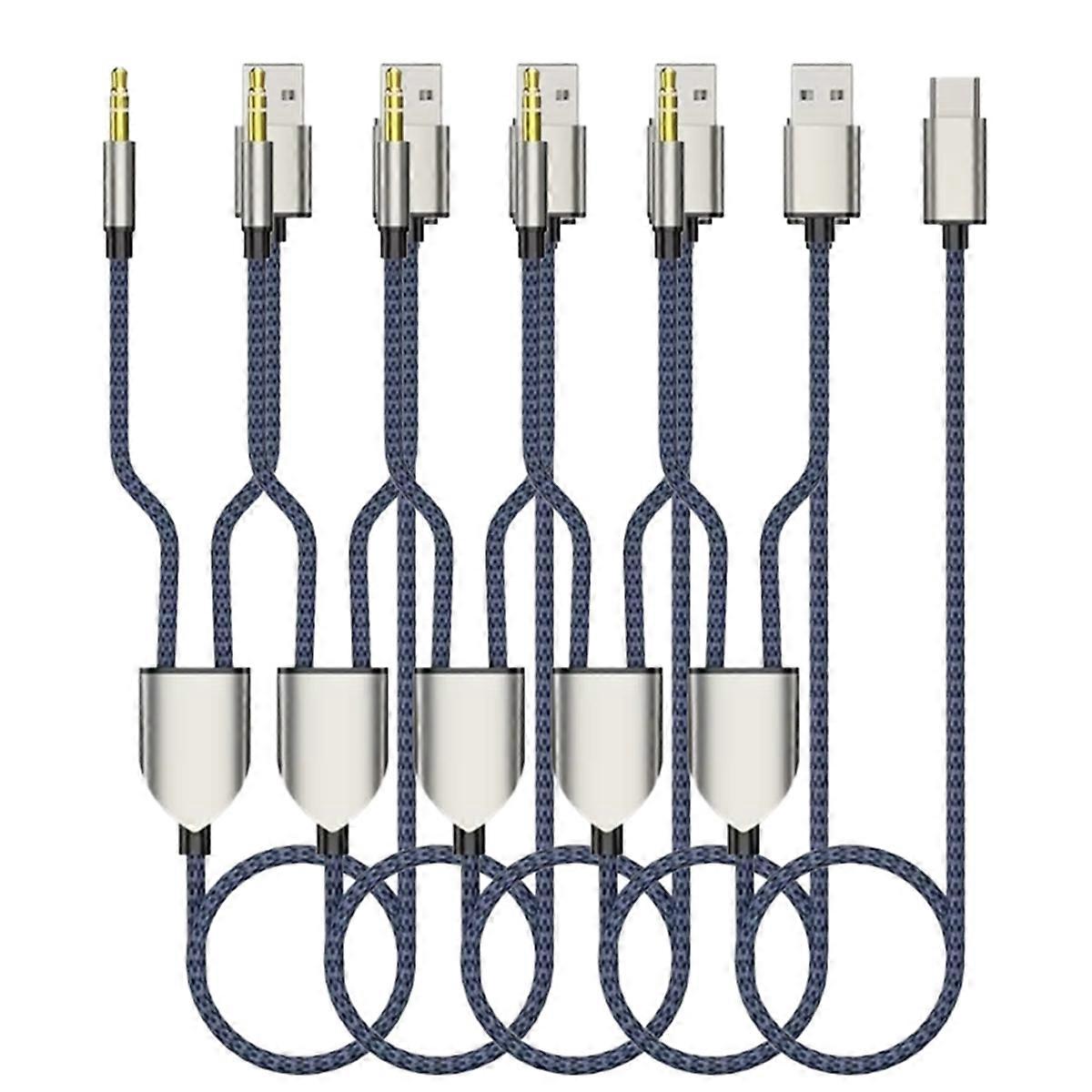 2-in-1 Type C to 3.5mm Car AUX Cable HiFi Headset Audio Cord