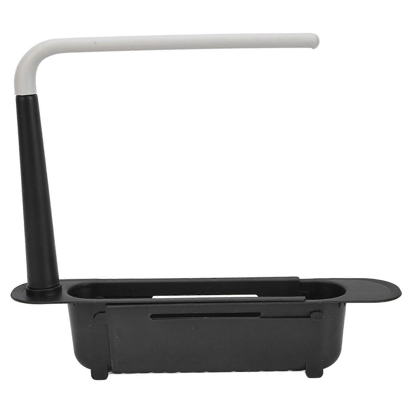 Telescopic Sink Storage Rack Length Freely Adjustable Large Capacity PP Expandable Sink Organizer for Kitchen SinkBlack
