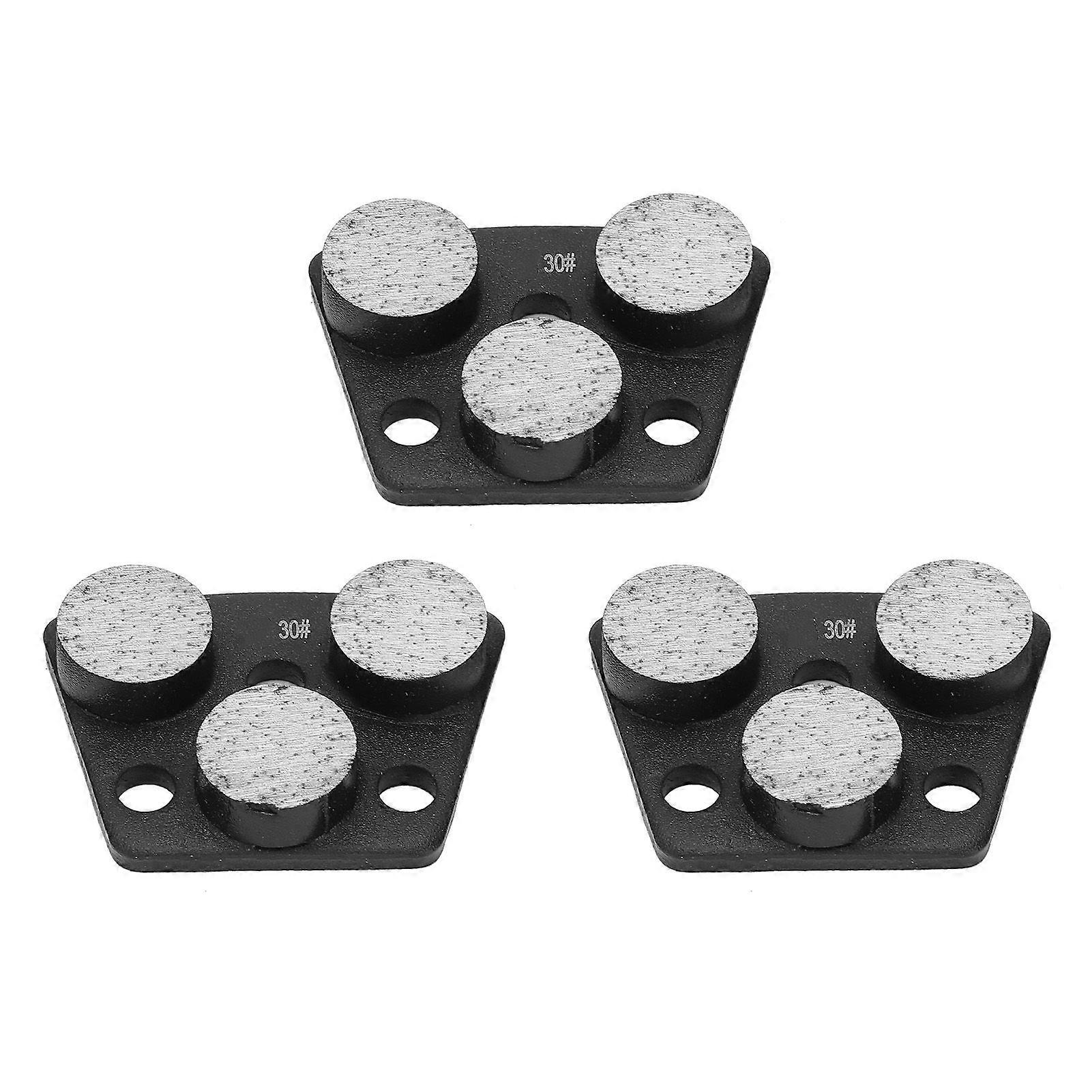 3Pcs Diamond Grinding Shoes Trapezoid Concrete Aggreesive Cutting 3 Cylindrical Teeth Black 30#