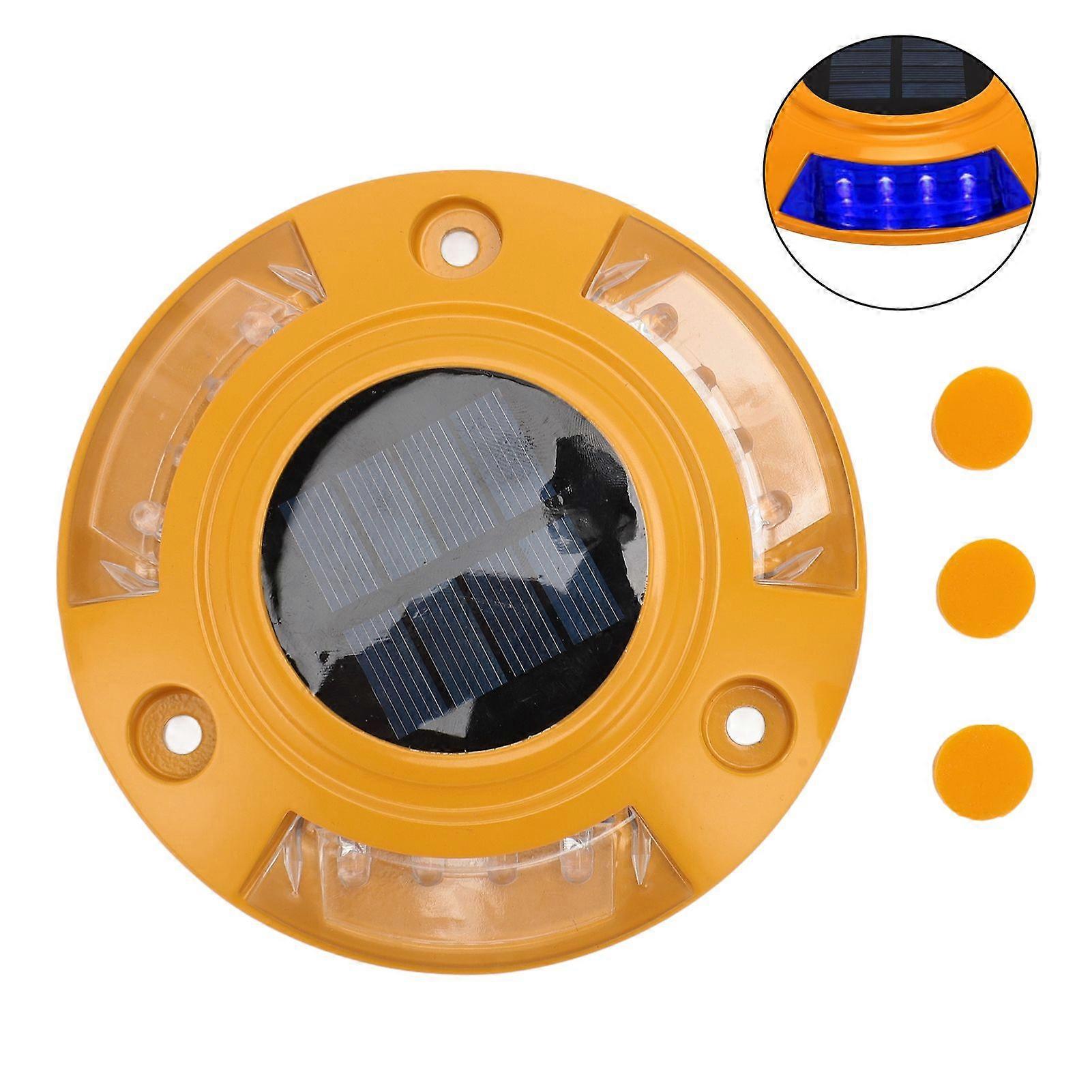 Solar Road Stud Light IP68 Waterproof Automatic Aluminum Alloy LED Dock Lamp for Ground Deck Pathway 1.8W 6V Blue Lamp