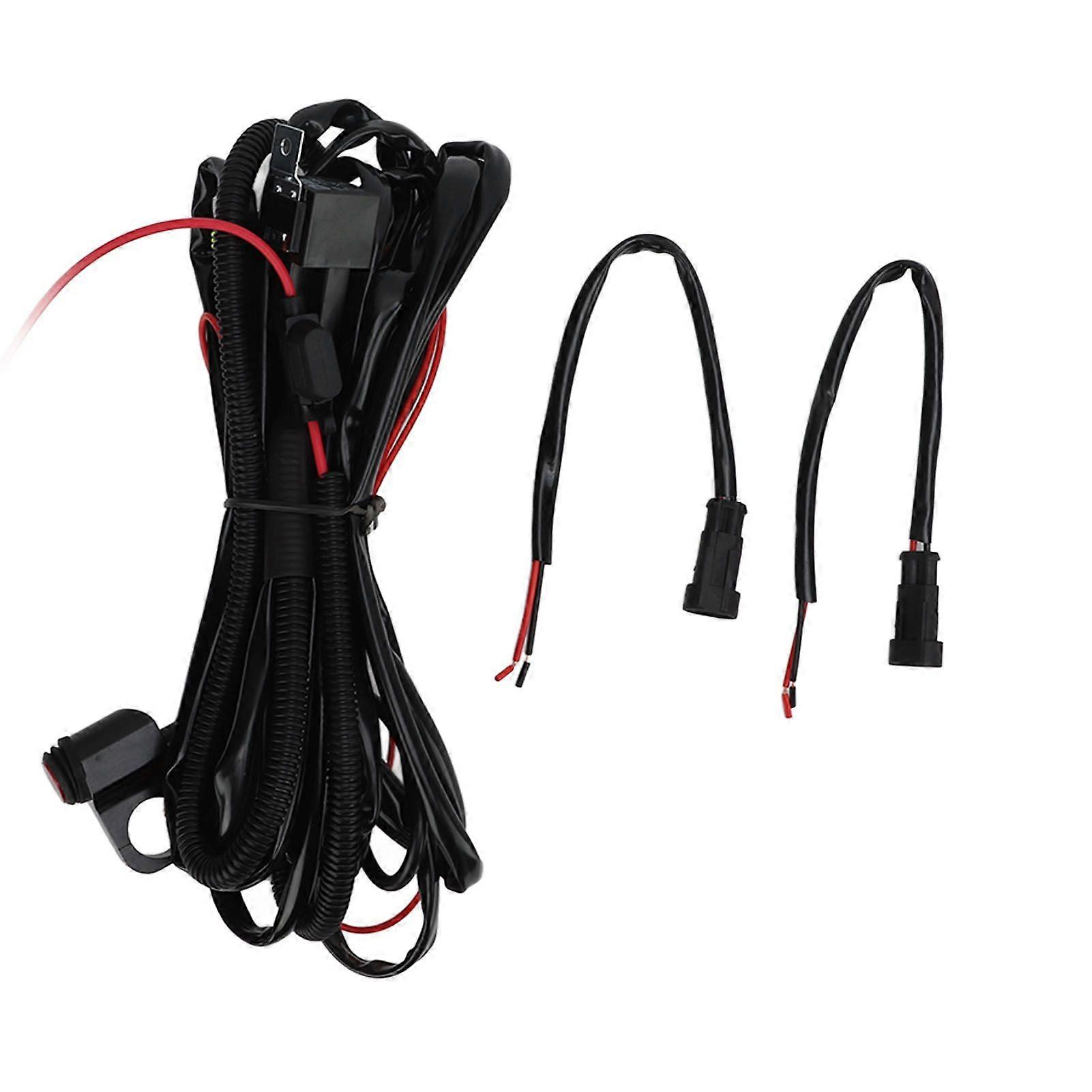 Motorcycle Handlebar Button Switch LED Fog Light Switch Harness Waterproof for ATV Dirt Bike 2.2M/2.41yd