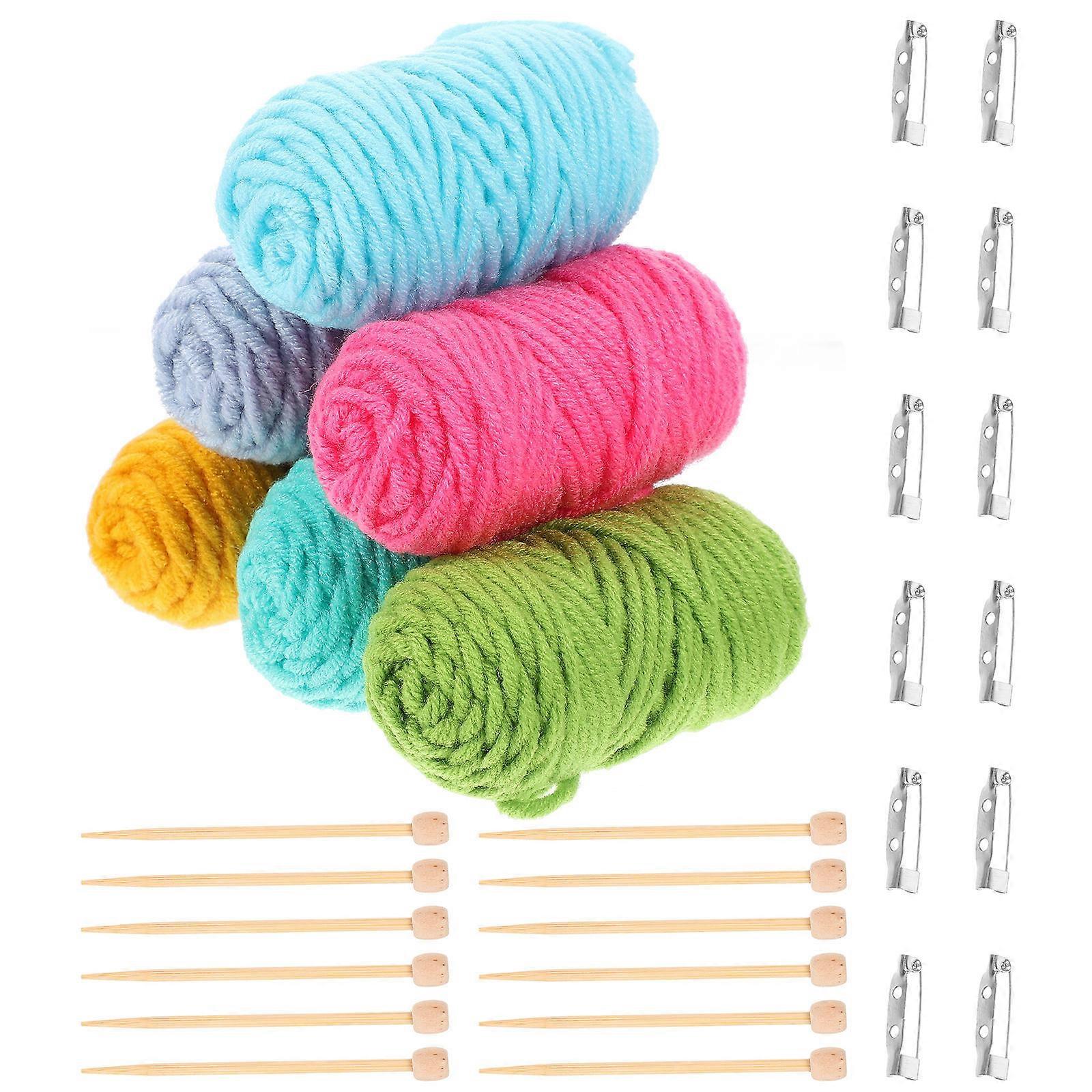 Mini Knitting Tools Set for Doll Brooch with Wooden Crocheting Needles 4Sets