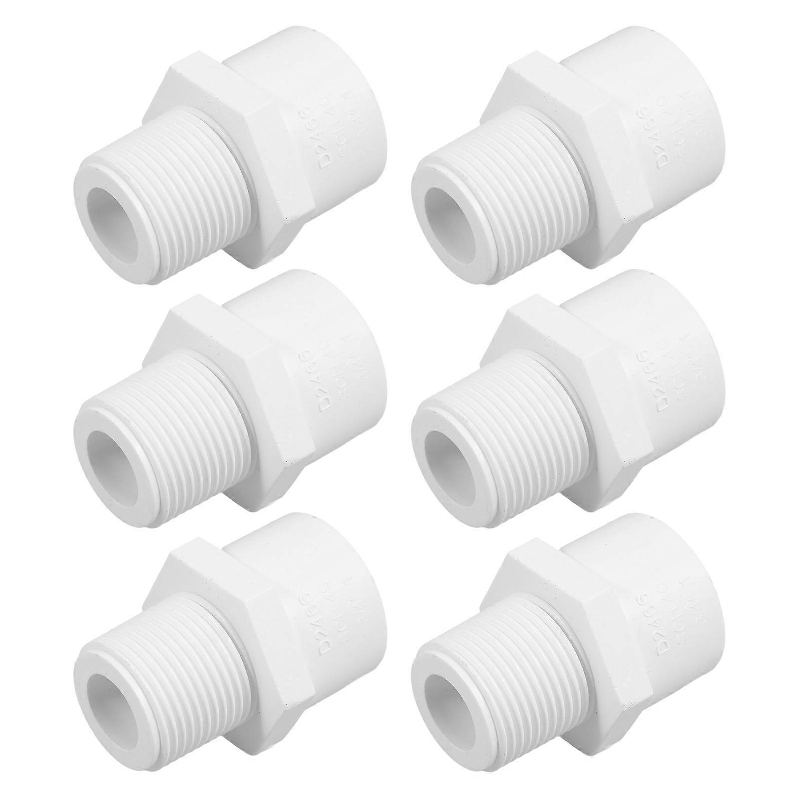 White PVC Pipe Fitting Male Thread Coupling for Plumbing 24Pcs Set
