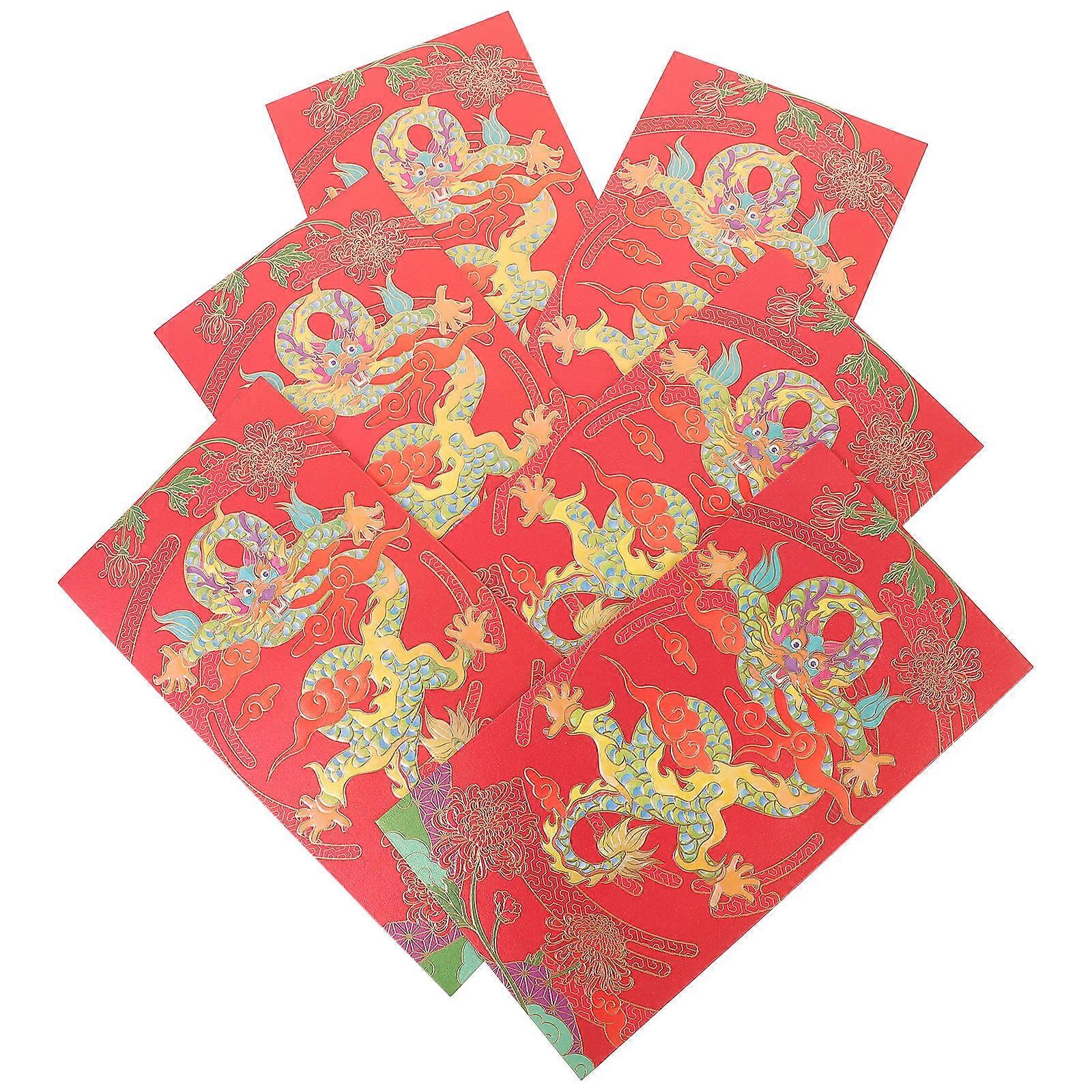Red Envelopes for New Year Gifts Paper Material 12Pcs Set