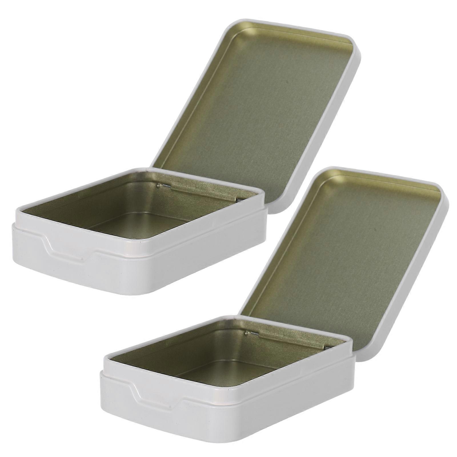 Portable Tin Box White 4Pcs Mini Tins for Tea Storage with Lid