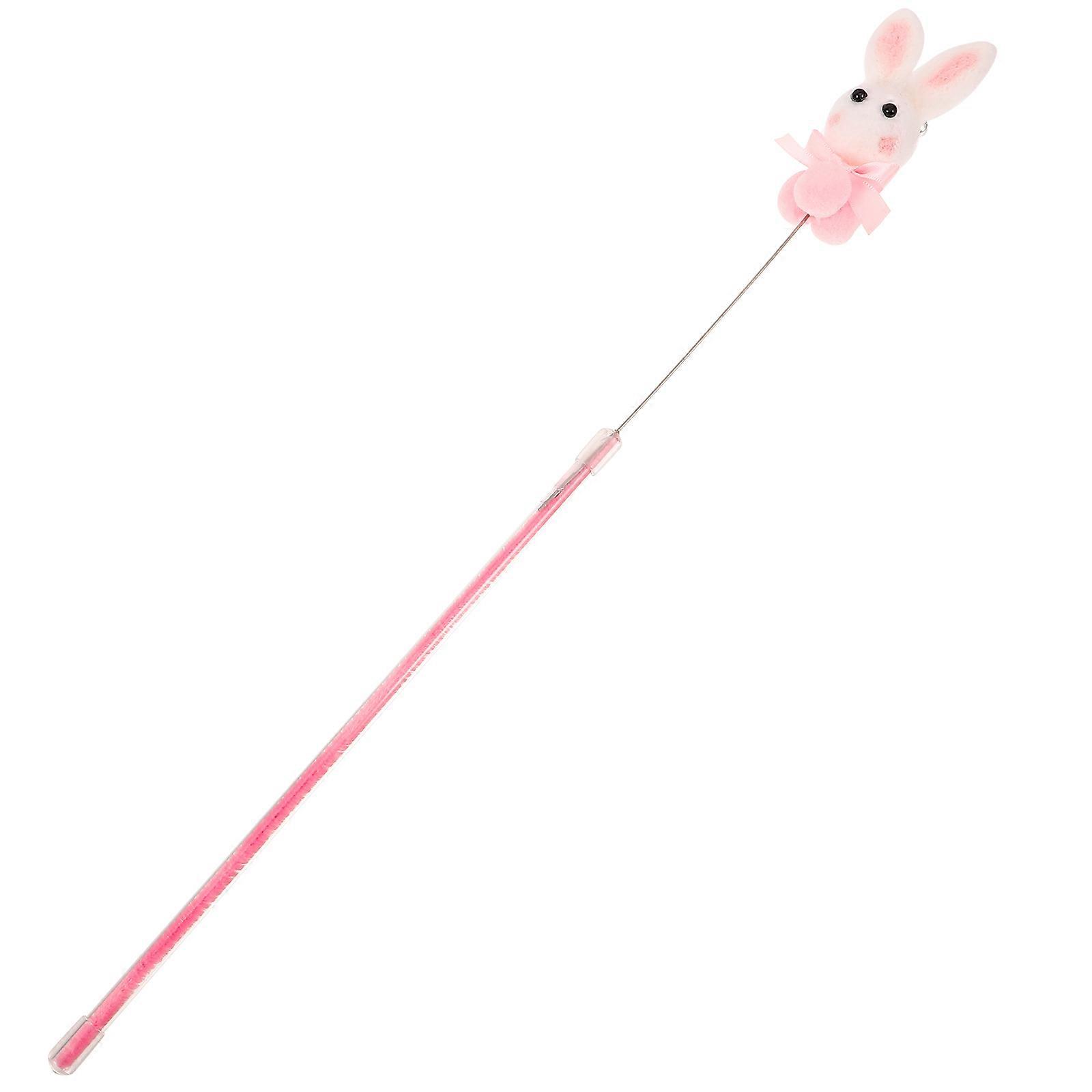 Cat Teaser Toy Interactive Wand for Playing 3Pcs Durable Pink PVC Kitten Toys