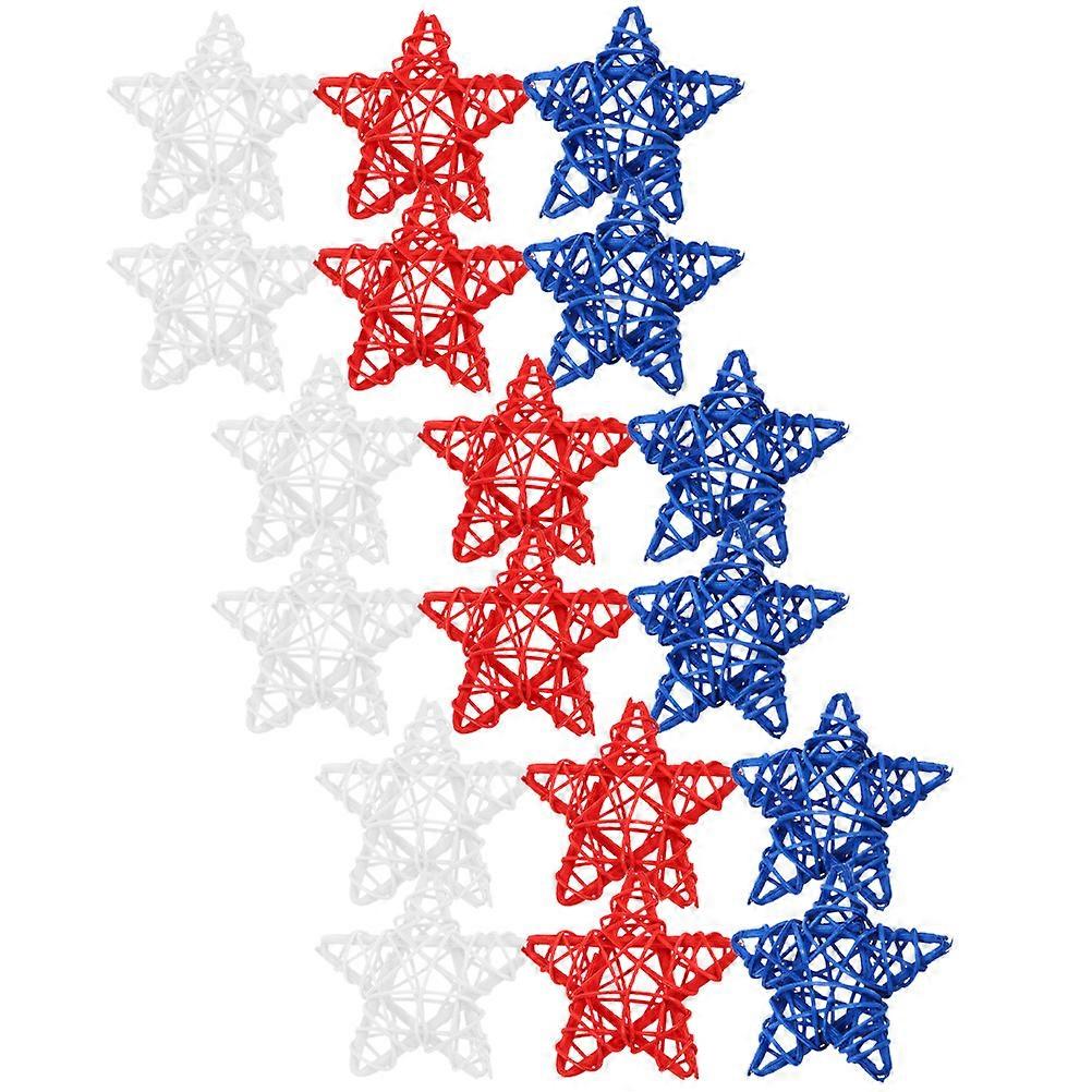Rattan Stars Wicker Ornament for 4th of July Hanging 72Pcs Assorted Color