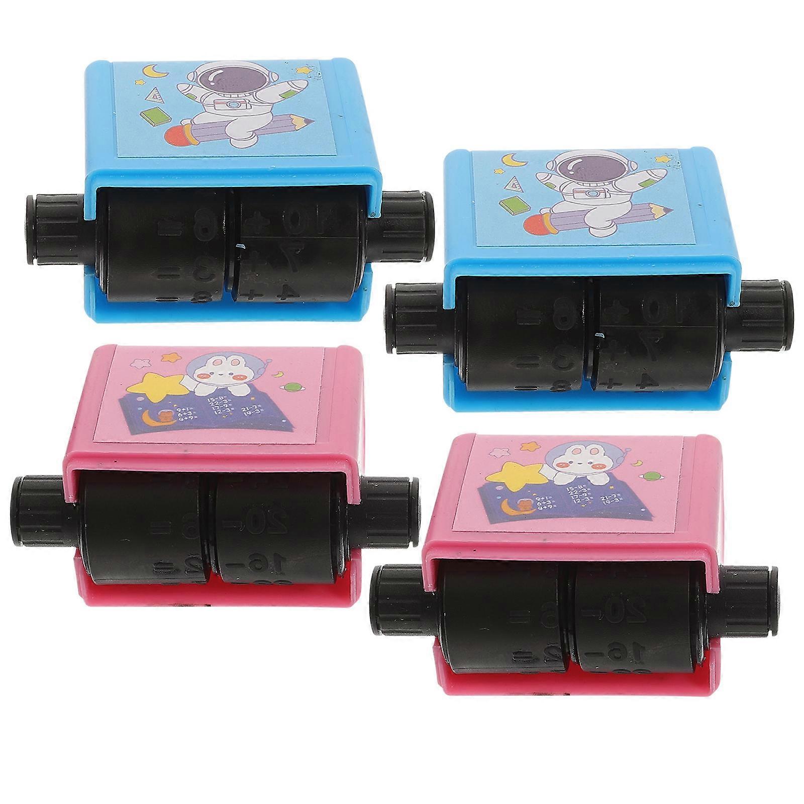 Lovely Roller Stamps 12 Sets For Kids Classroom Teaching Assorted Color Math Learning Automatic Oil Discharge