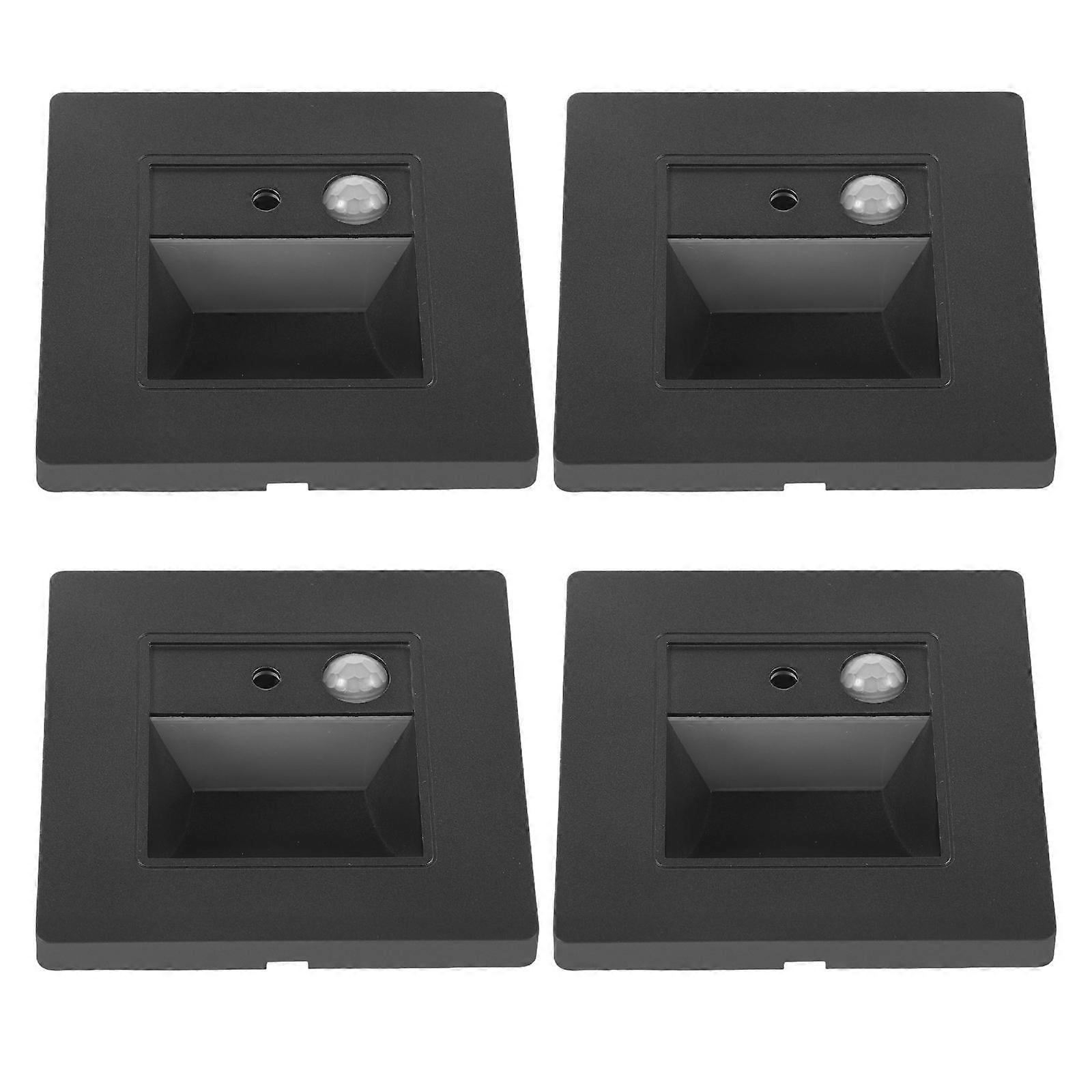 Motion Sensor LED Recessed Wall Light For Indoor Stairs 4Pcs Energy Efficient Safety Lighting Grey Color For Home Attic And Pathway
