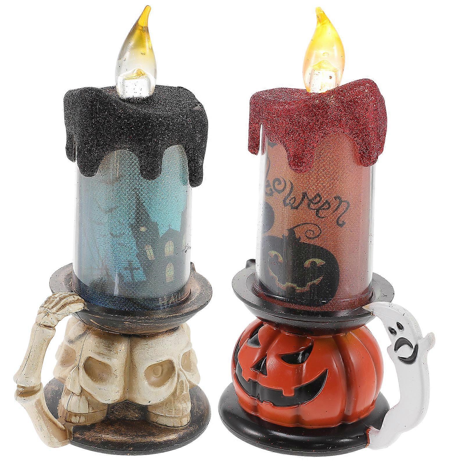 LED Halloween Candle Light Skull Pumpkin for Lighting Use 4Pcs