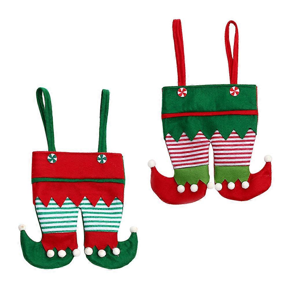 Christmas Candy Handbag Elf Feet Pattern for Storage Use 4Pcs Portable Bags