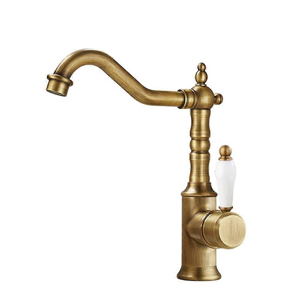 Basin Taps 360 Degree Swivel Single Lever Bathroom Sink Mixer Faucet UK Standard Hoses Antique Brass