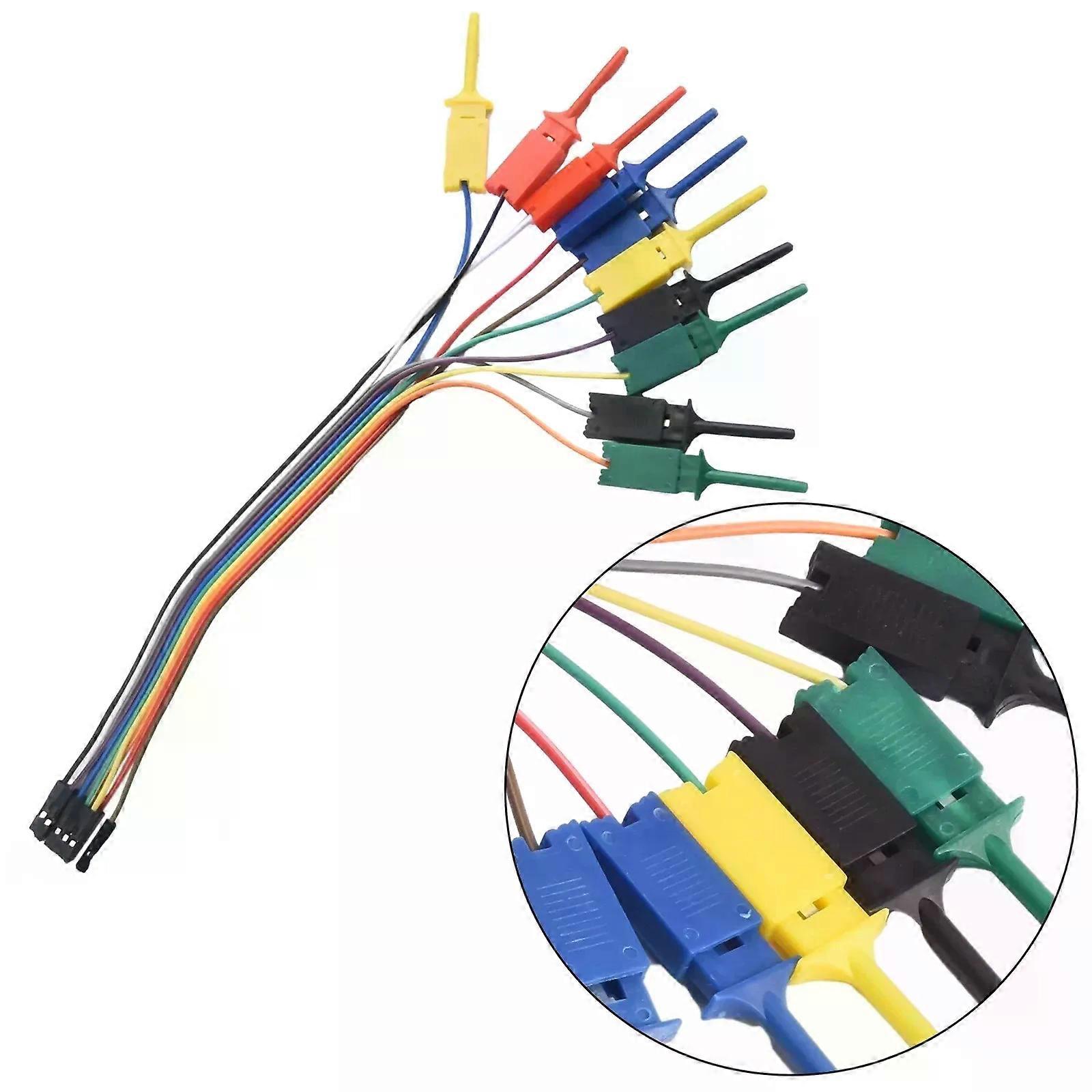 20cm Test Hook Clip 10pin Logic Analyzer Cable Gripper Probe 5 Color Jumper Wire Clamp Set for Chips Pins Connecting Test
