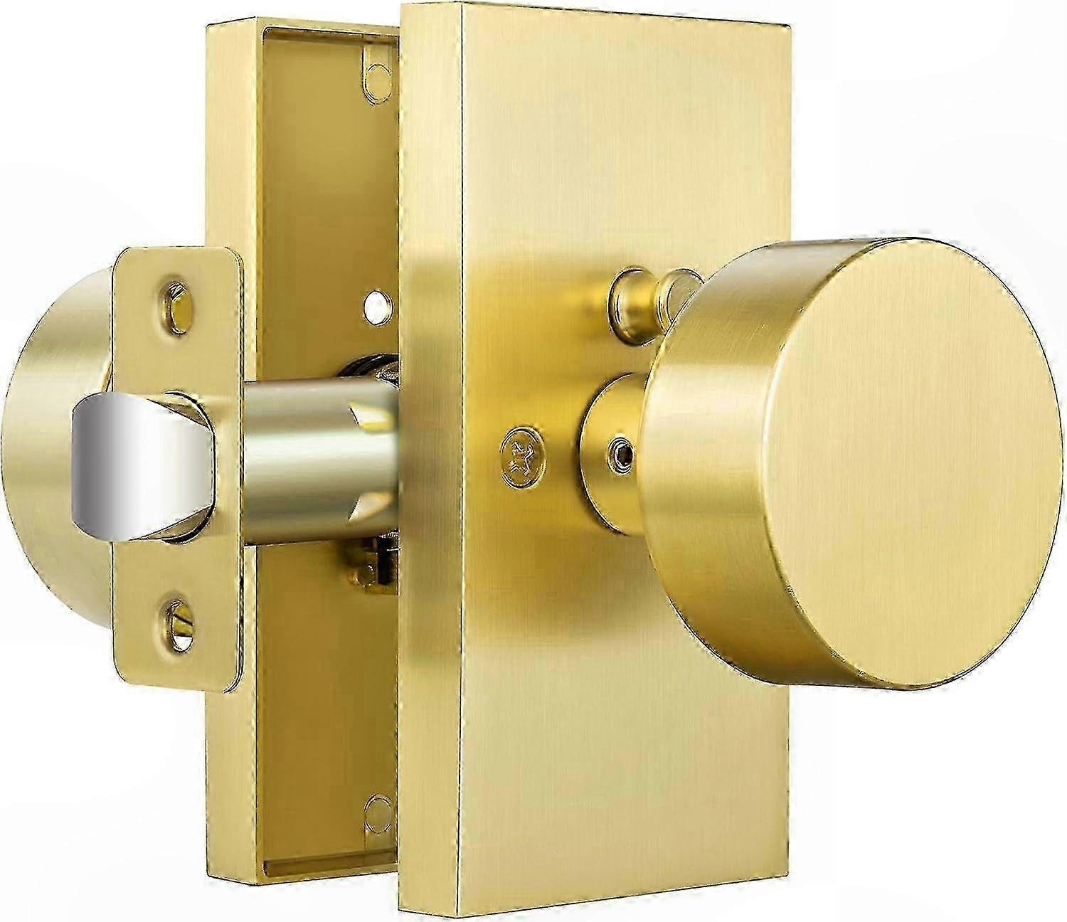 Satin Brass Door Knobs with Privacy Lock for Bedroom Use