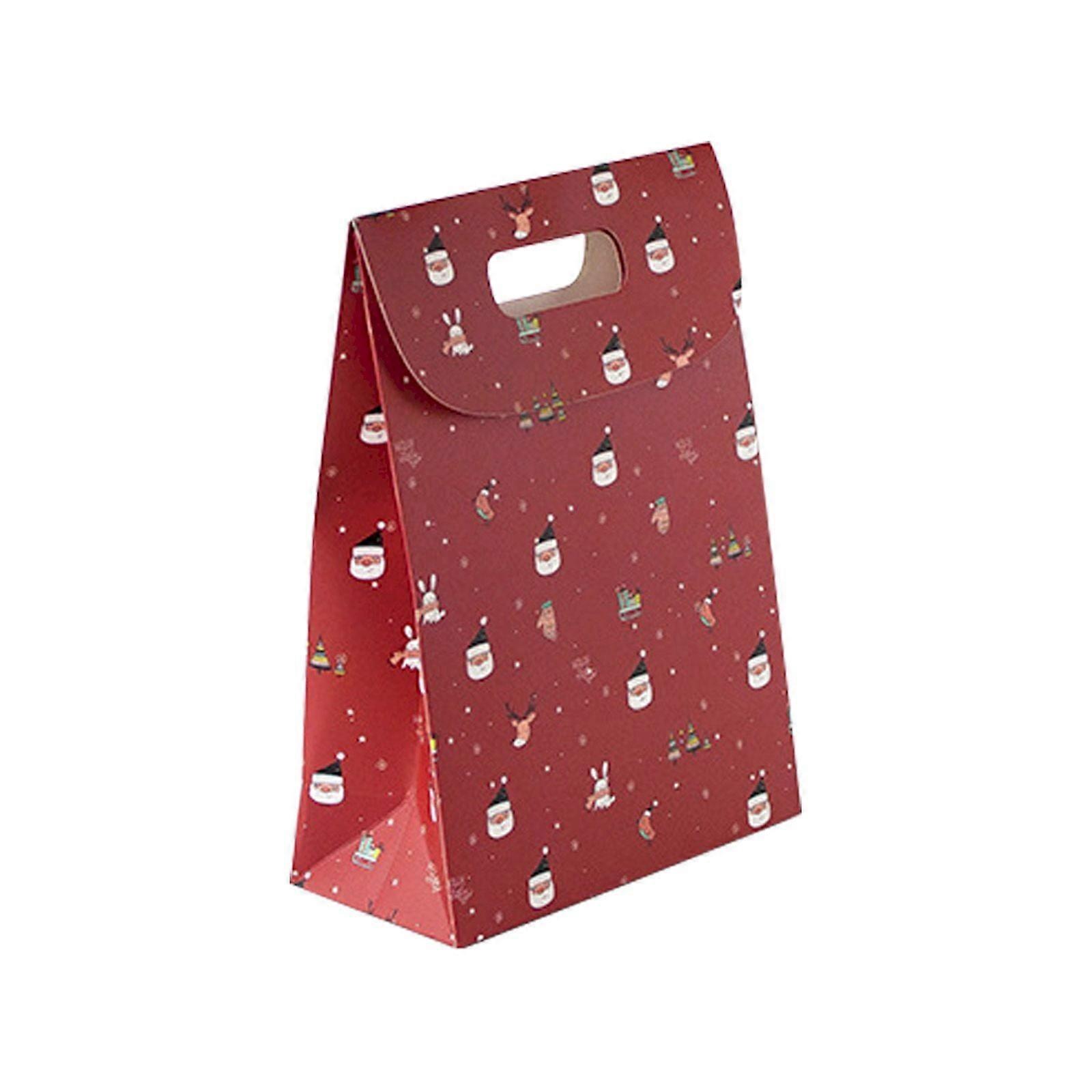 Clearance Gift Bag Tote Paper Bag Red Medium, Christmas Candy Dessert Package with Handle, Santa Tree Snowflake Patterns, Party Balloons By Plertrvy