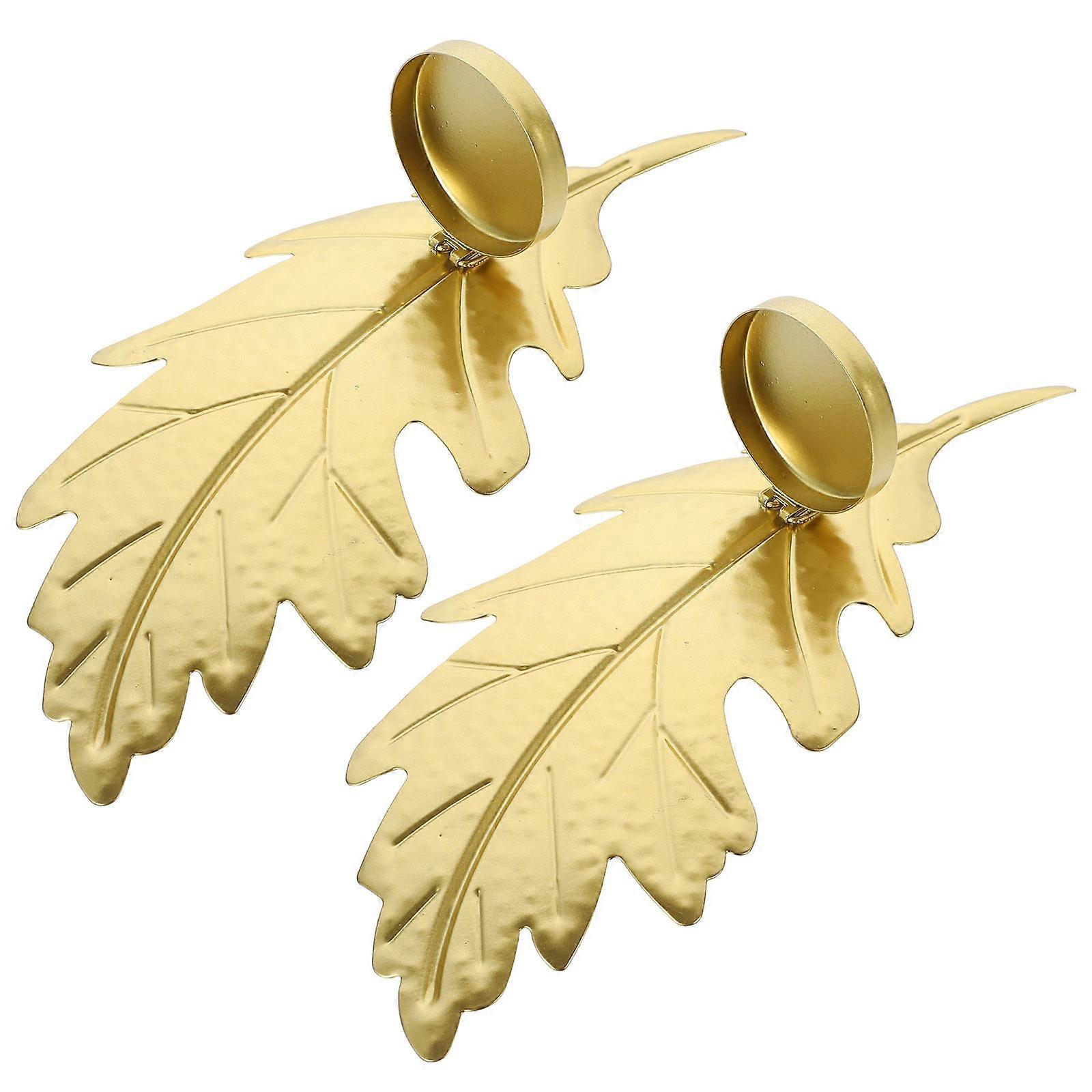 Golden Leaf Shaped Wall Candleholder for Decoration 6Pcs